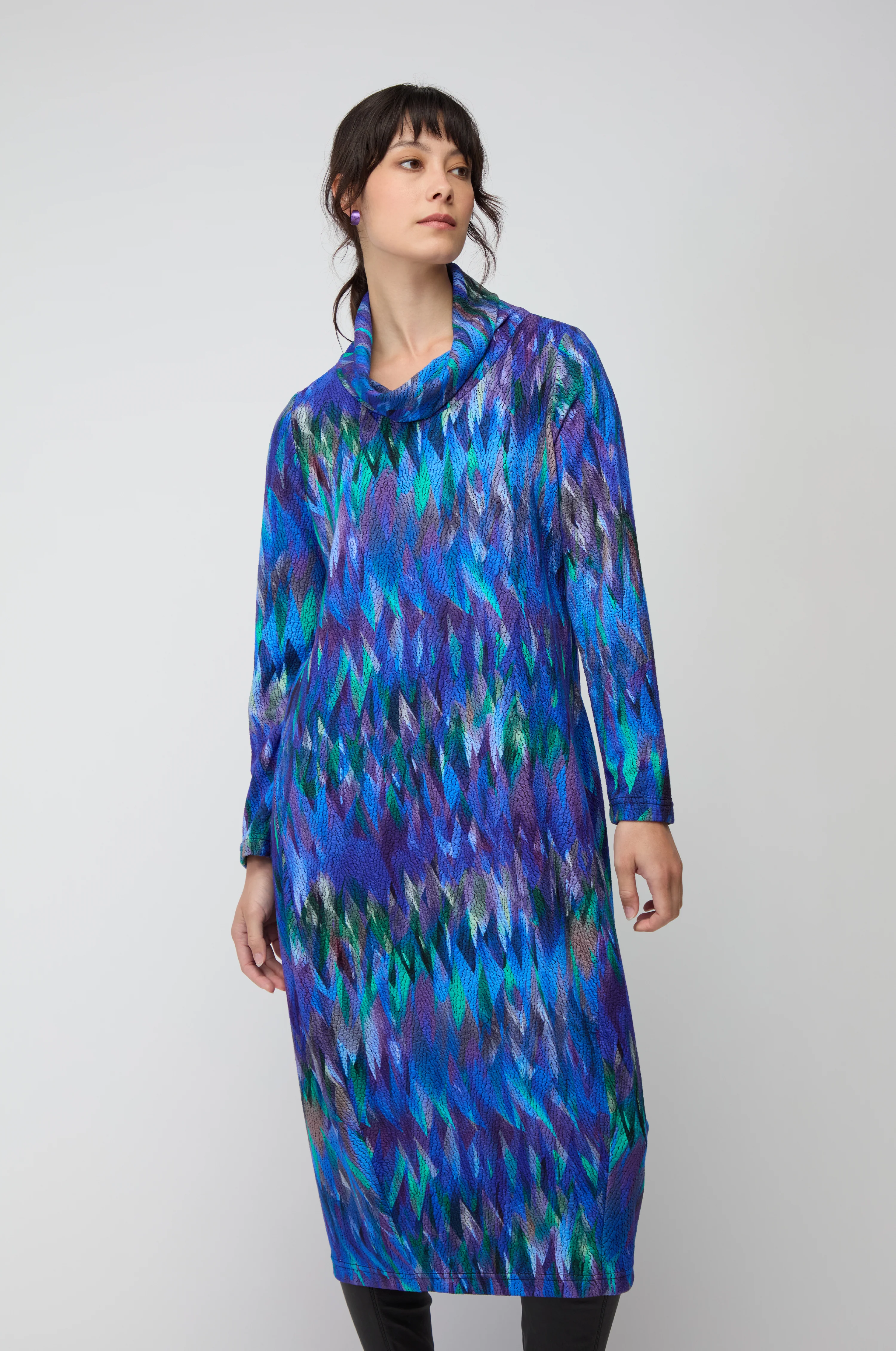 Abstract Feather Jersey Bubble Dress - Image 4