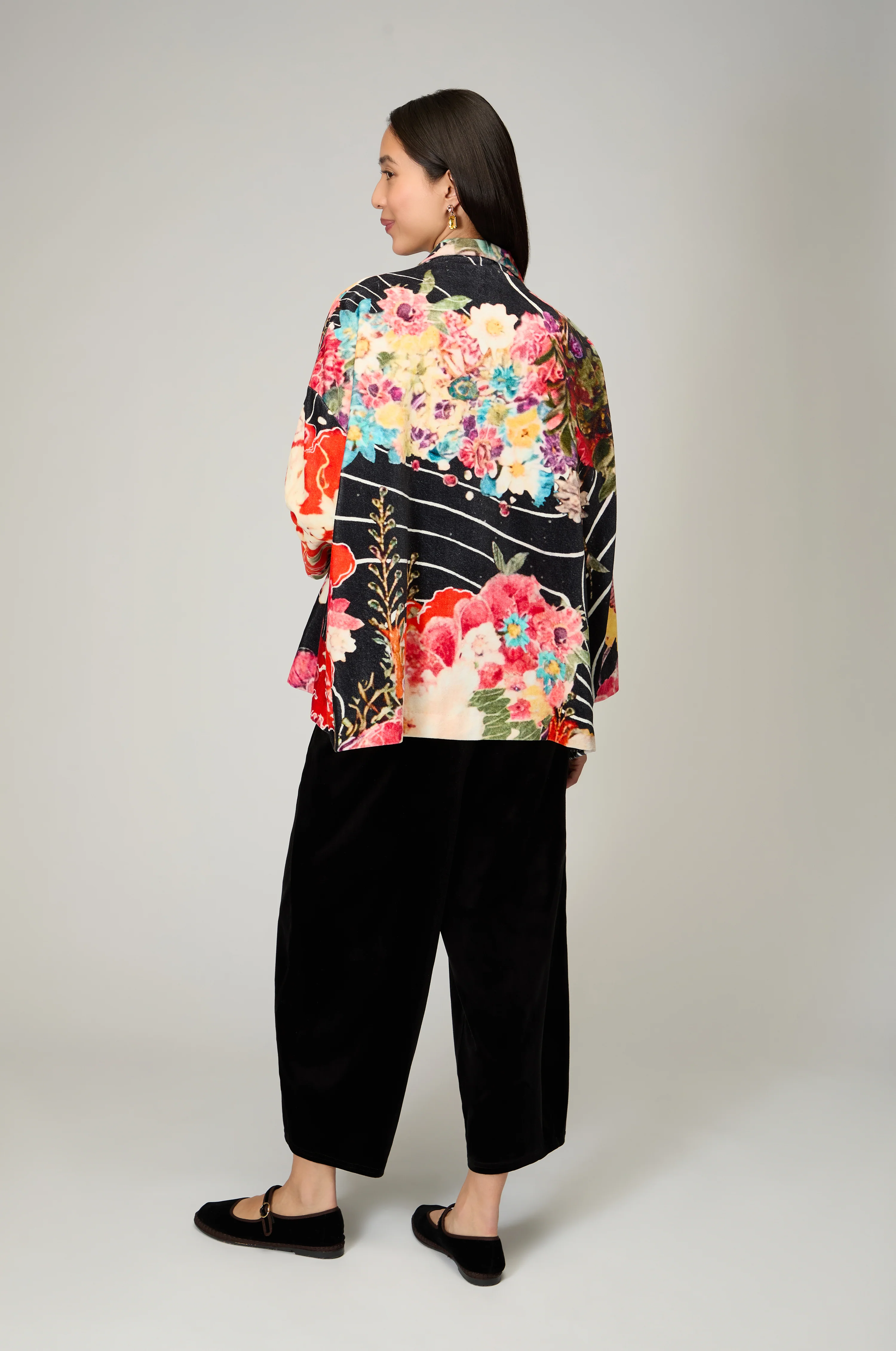 Abstract Poppy Velvet Jacket - Image 4