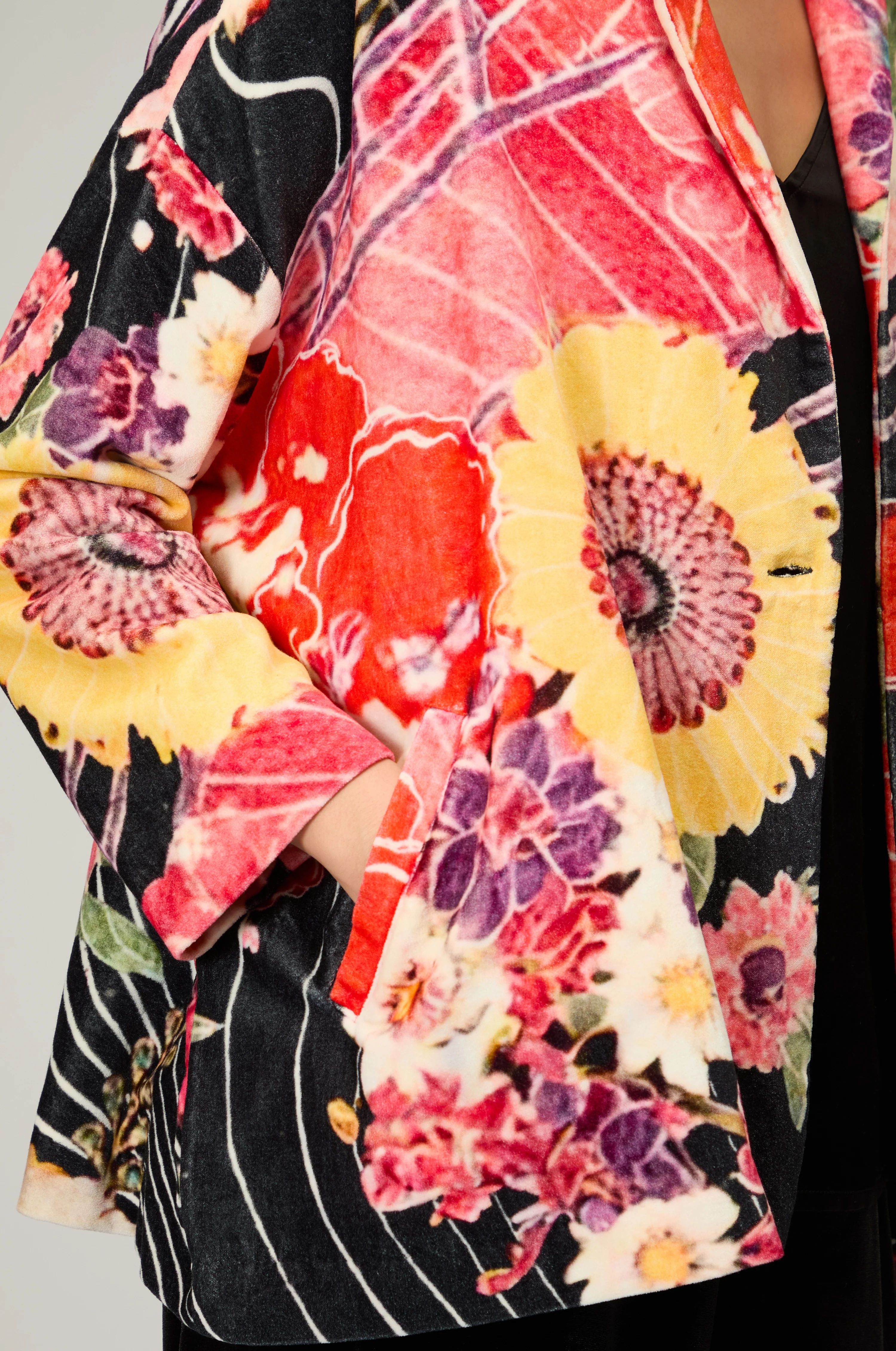 Abstract Poppy Velvet Jacket - Image 5