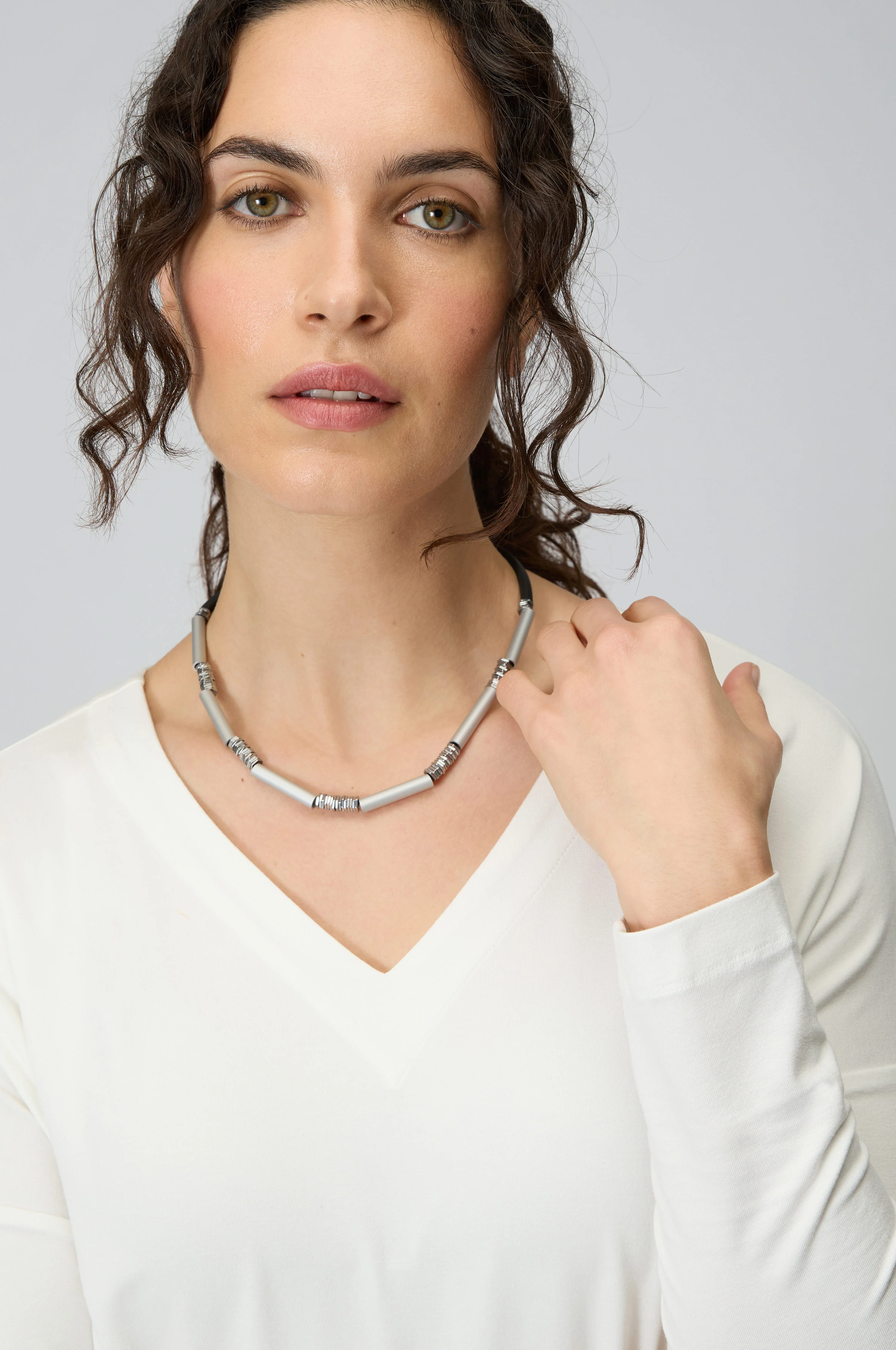 Silver Aluminium Hematite Necklace