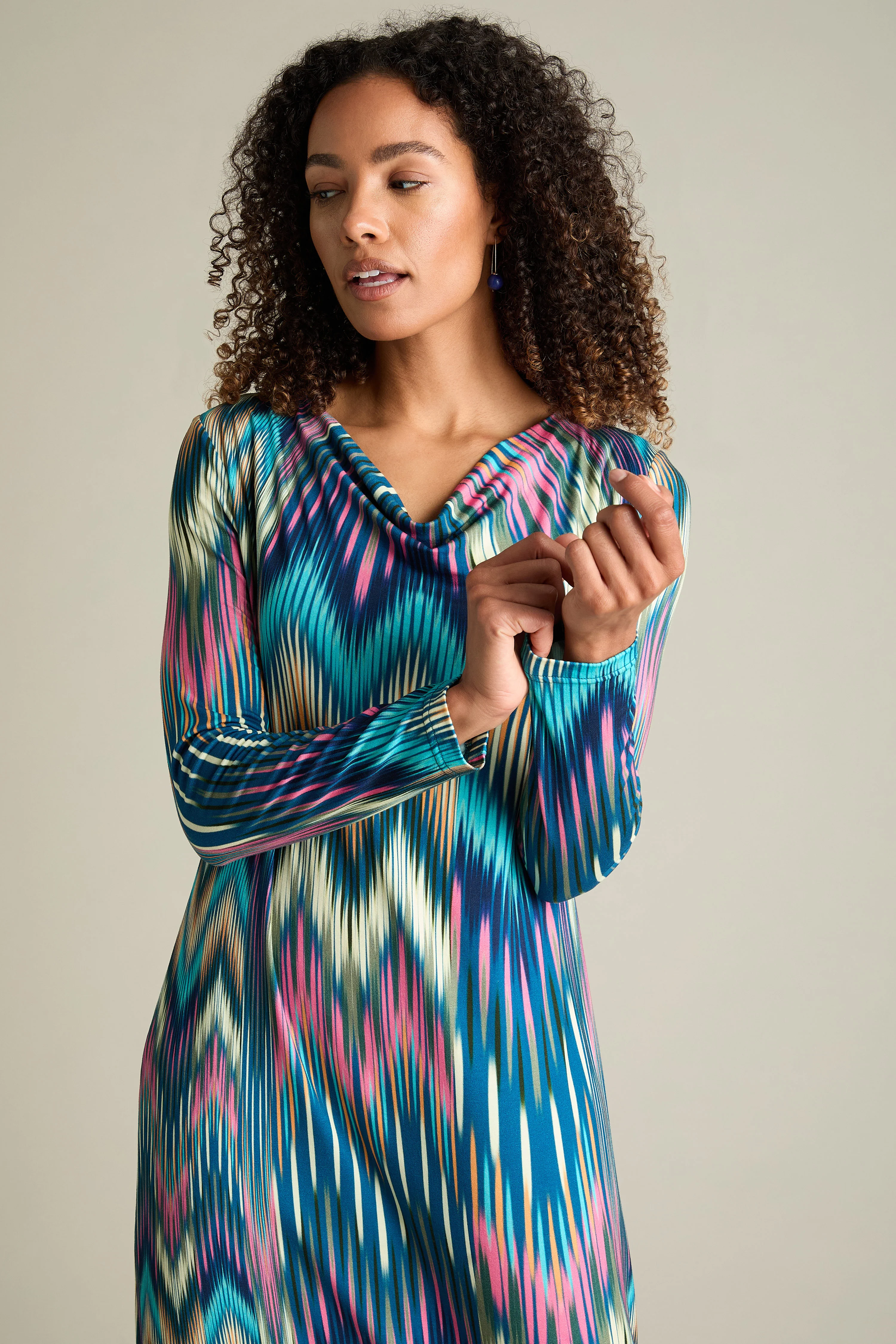 Autumnal Ikat Jersey Dress - Image 6