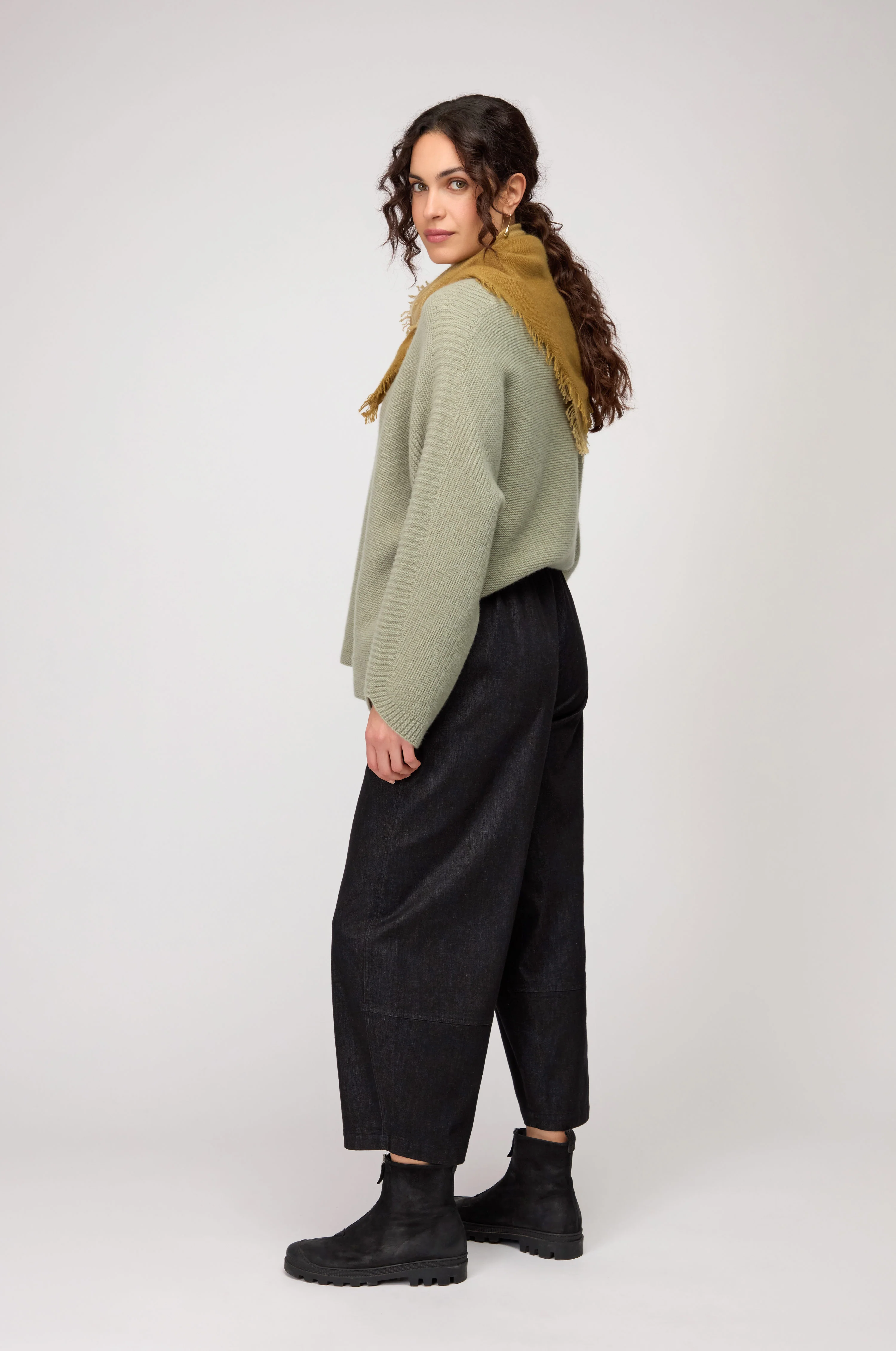 Black Stretch Denim Bubble Trousers - Image 4