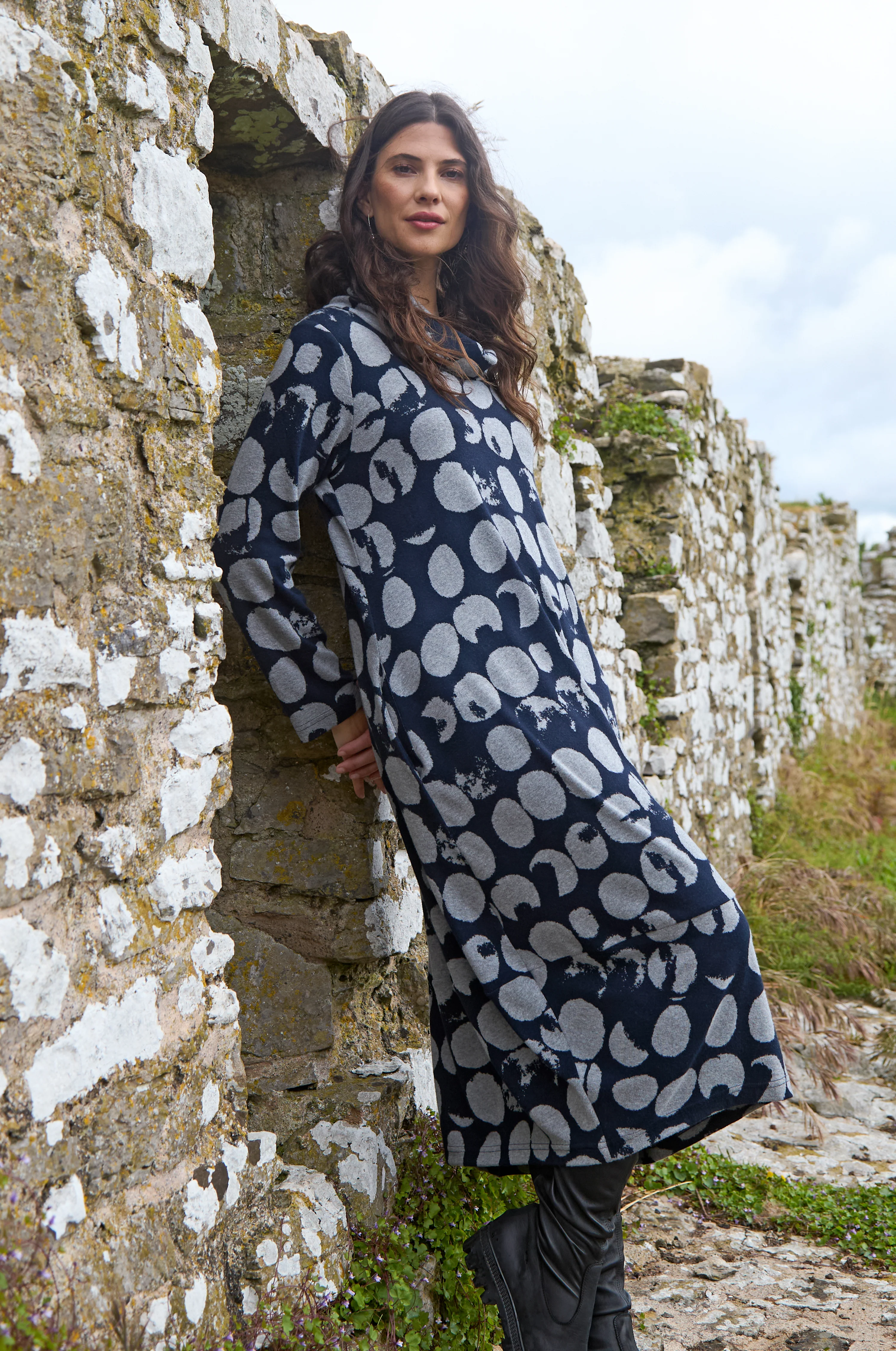 Brushed Spot Jersey Bubble Dress