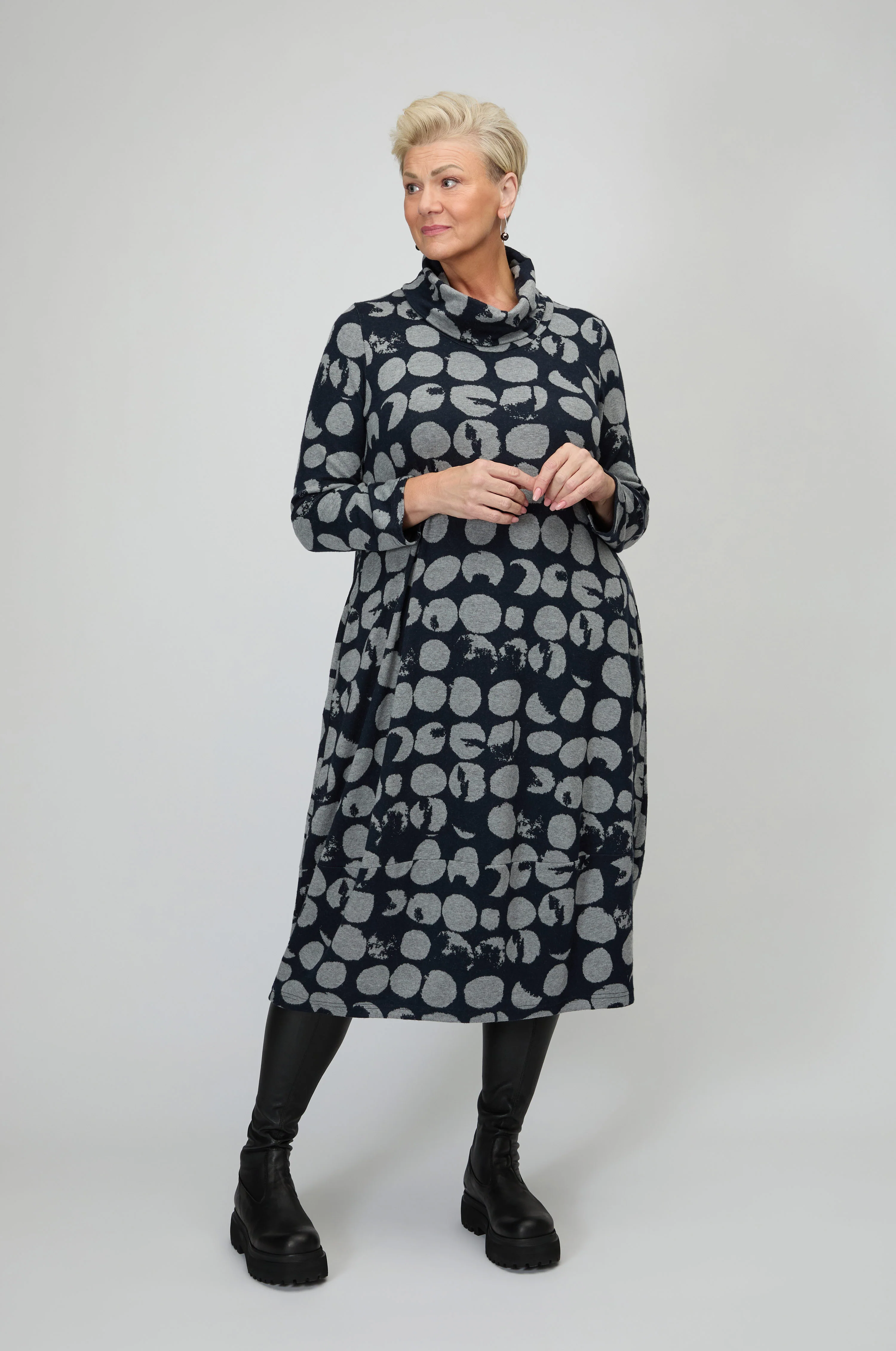 Brushed Spot Jersey Bubble Dress - Image 3