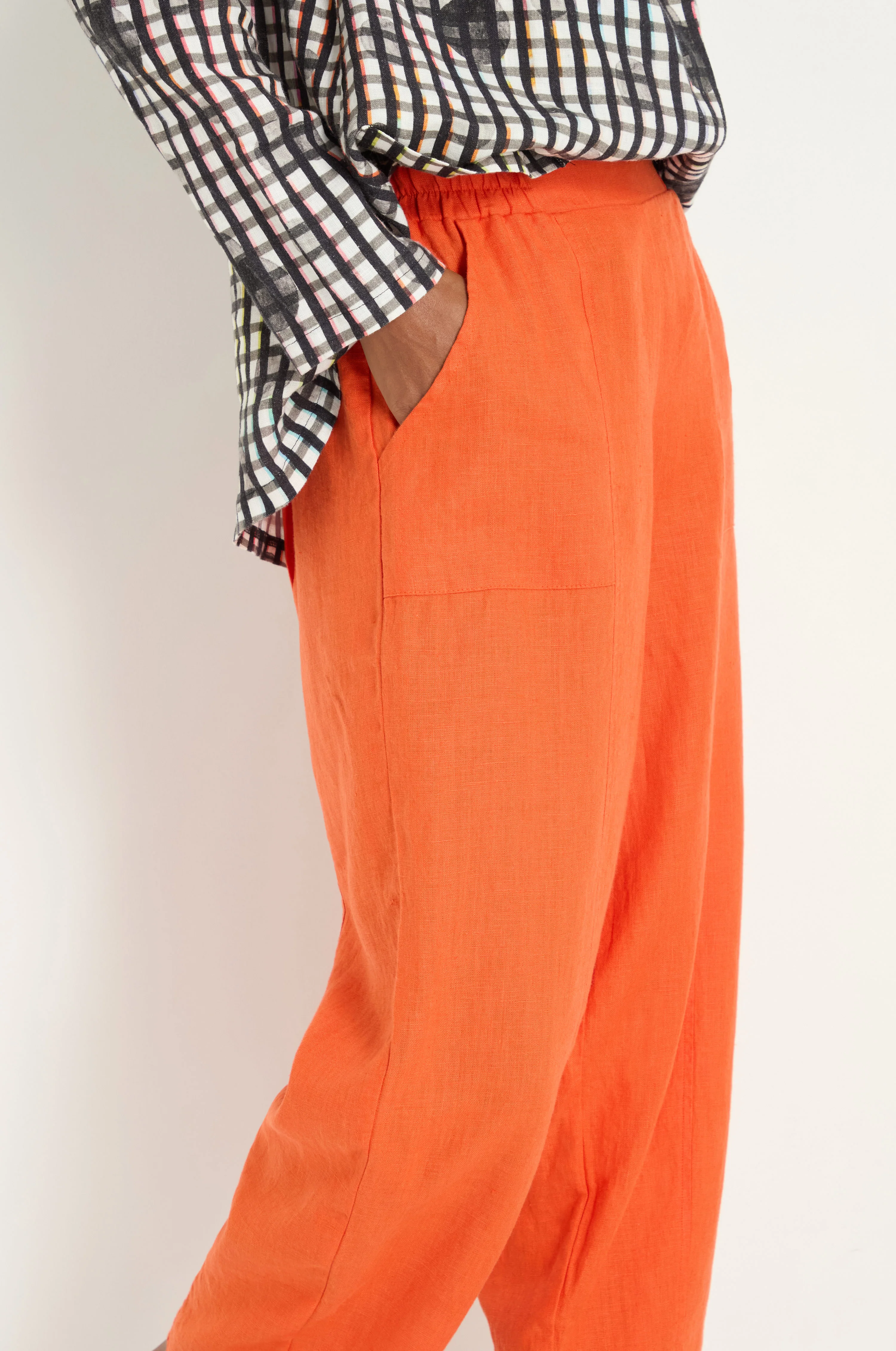 Burnt Orange Linen Bubble Trousers - Image 3