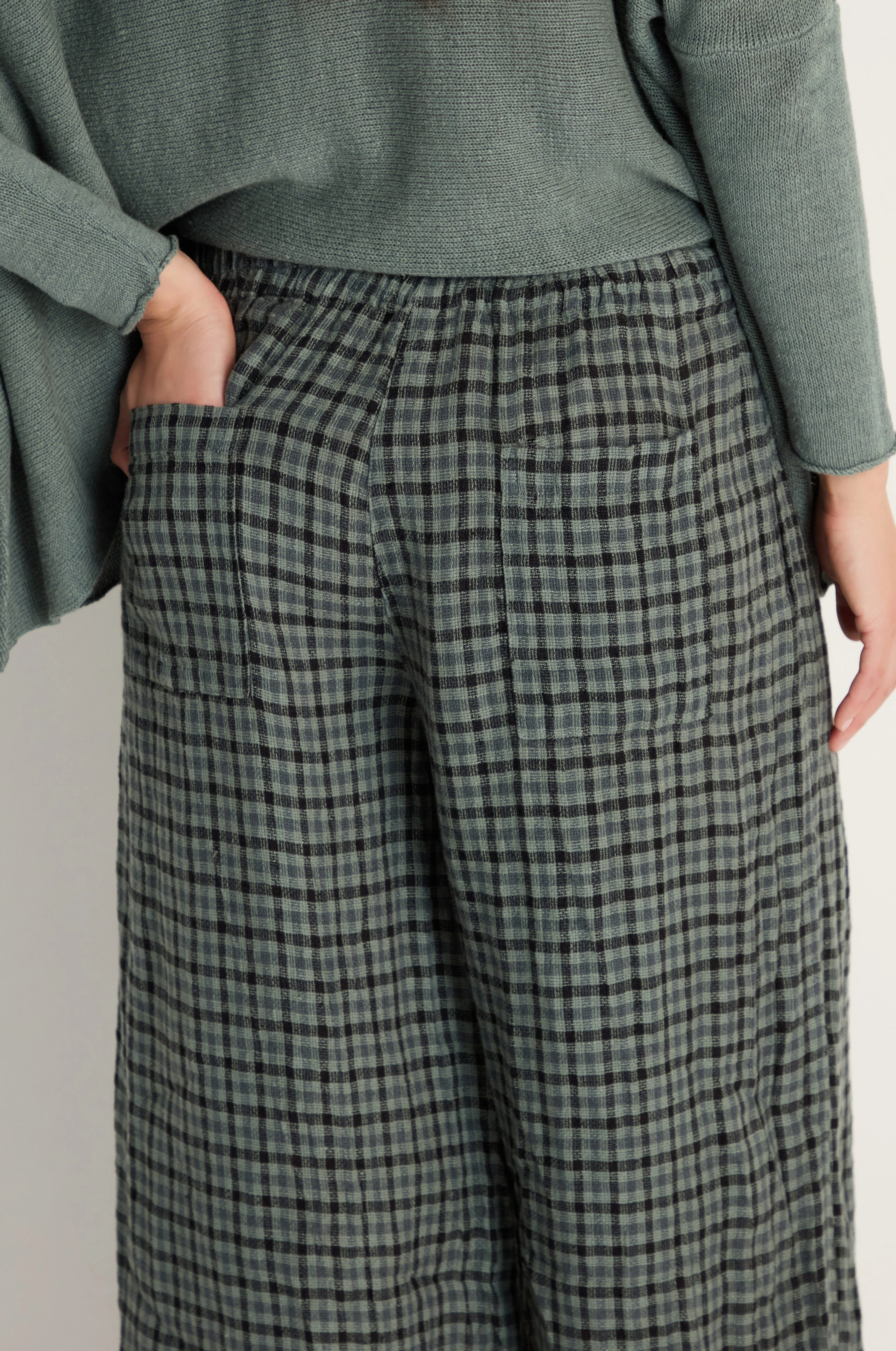 Check Linen Bubble Trousers - Image 5