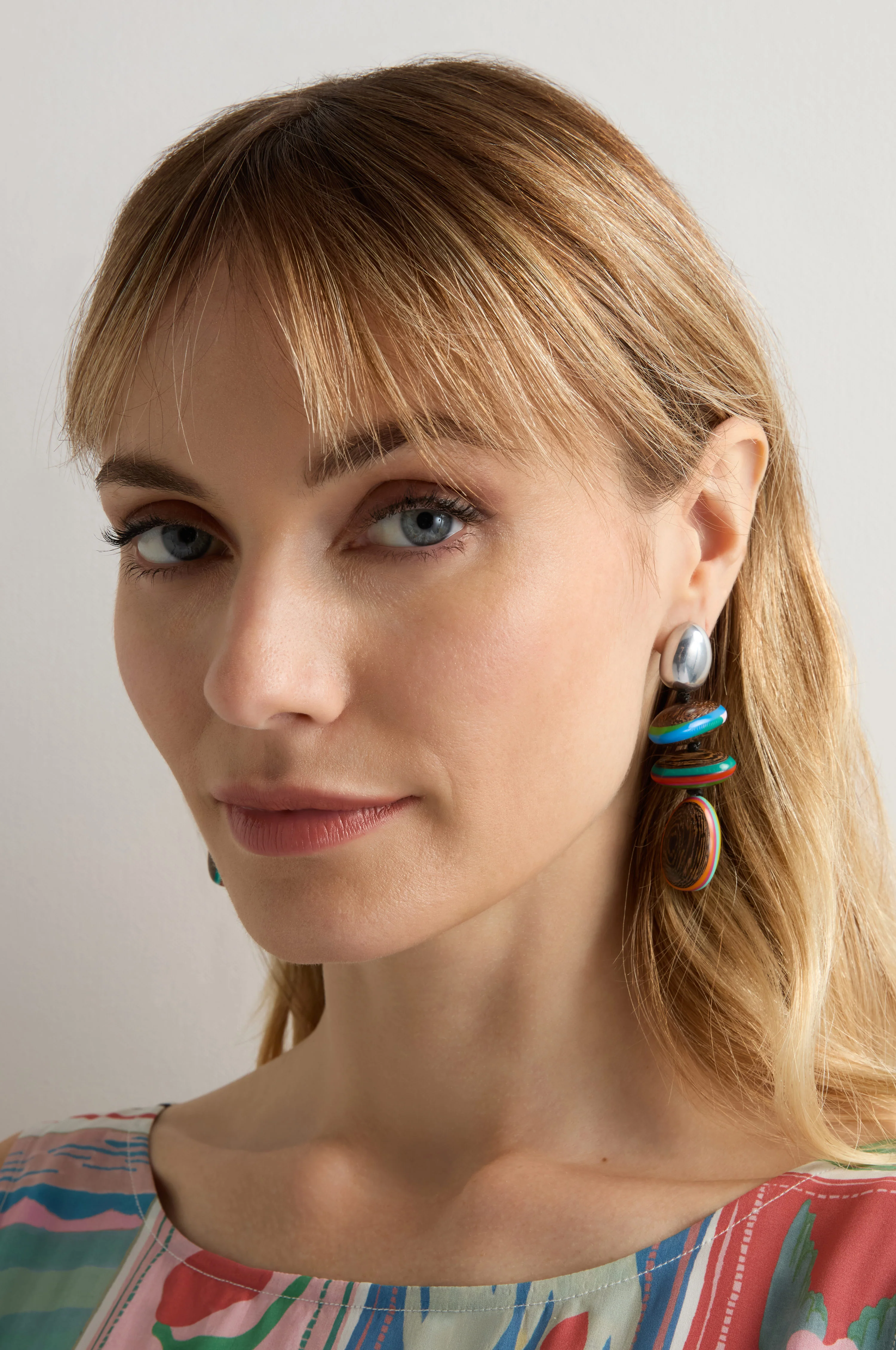 Colourburst Wooden Pebble Earrings - Image 2