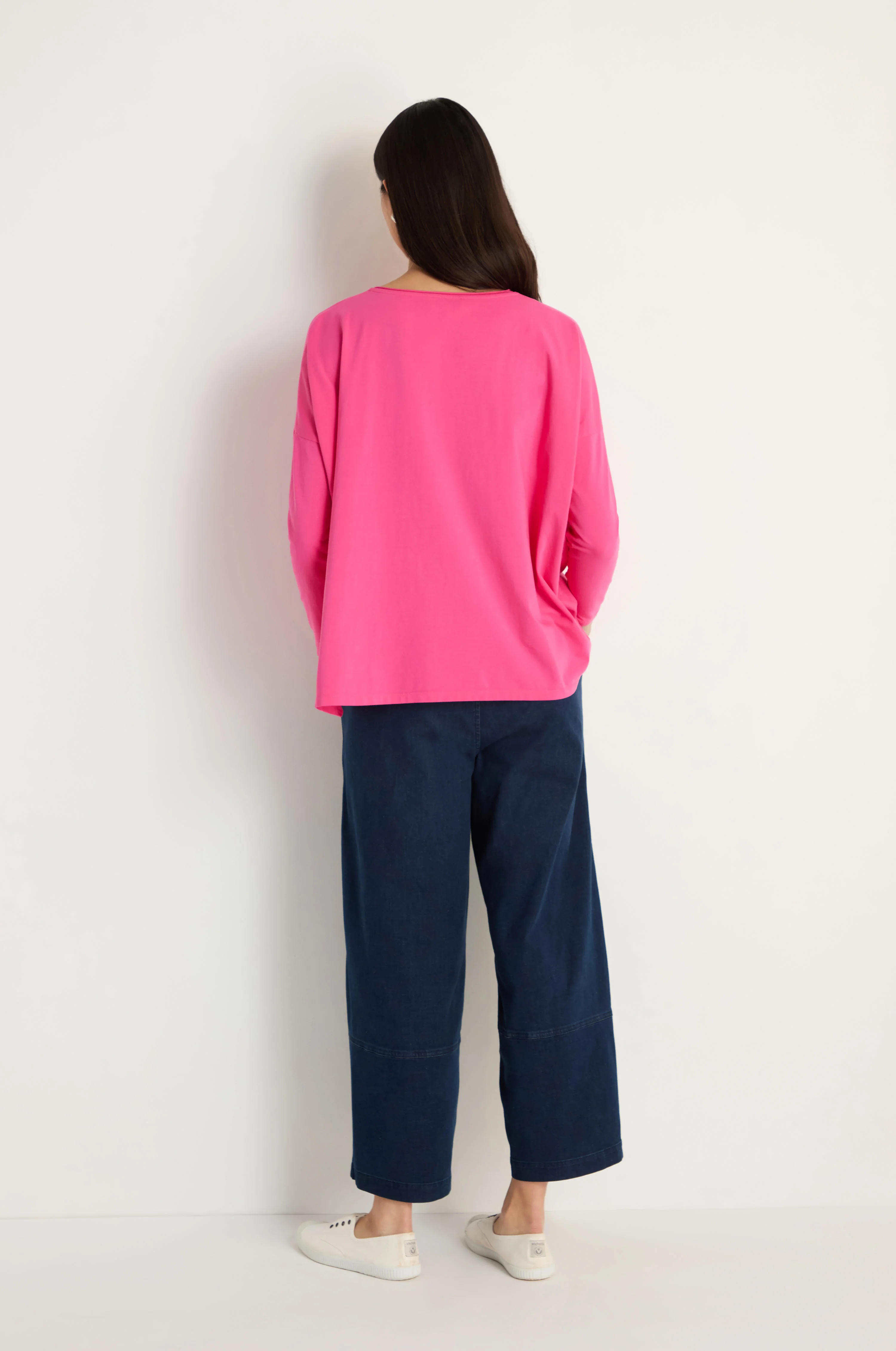 Cotton Jersey Raspberry Boxy Pocket Top - Image 4