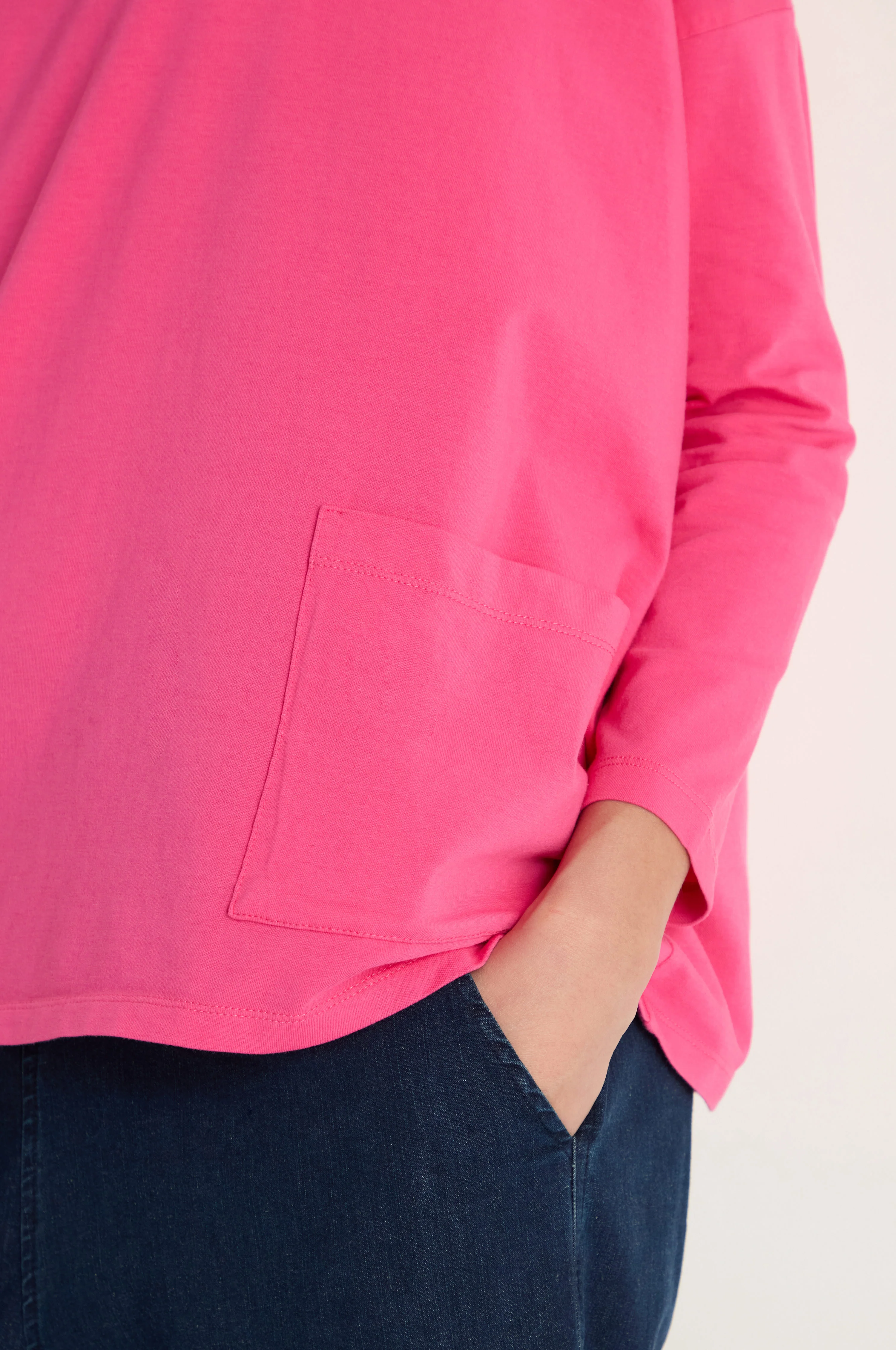 Cotton Jersey Raspberry Boxy Pocket Top - Image 5