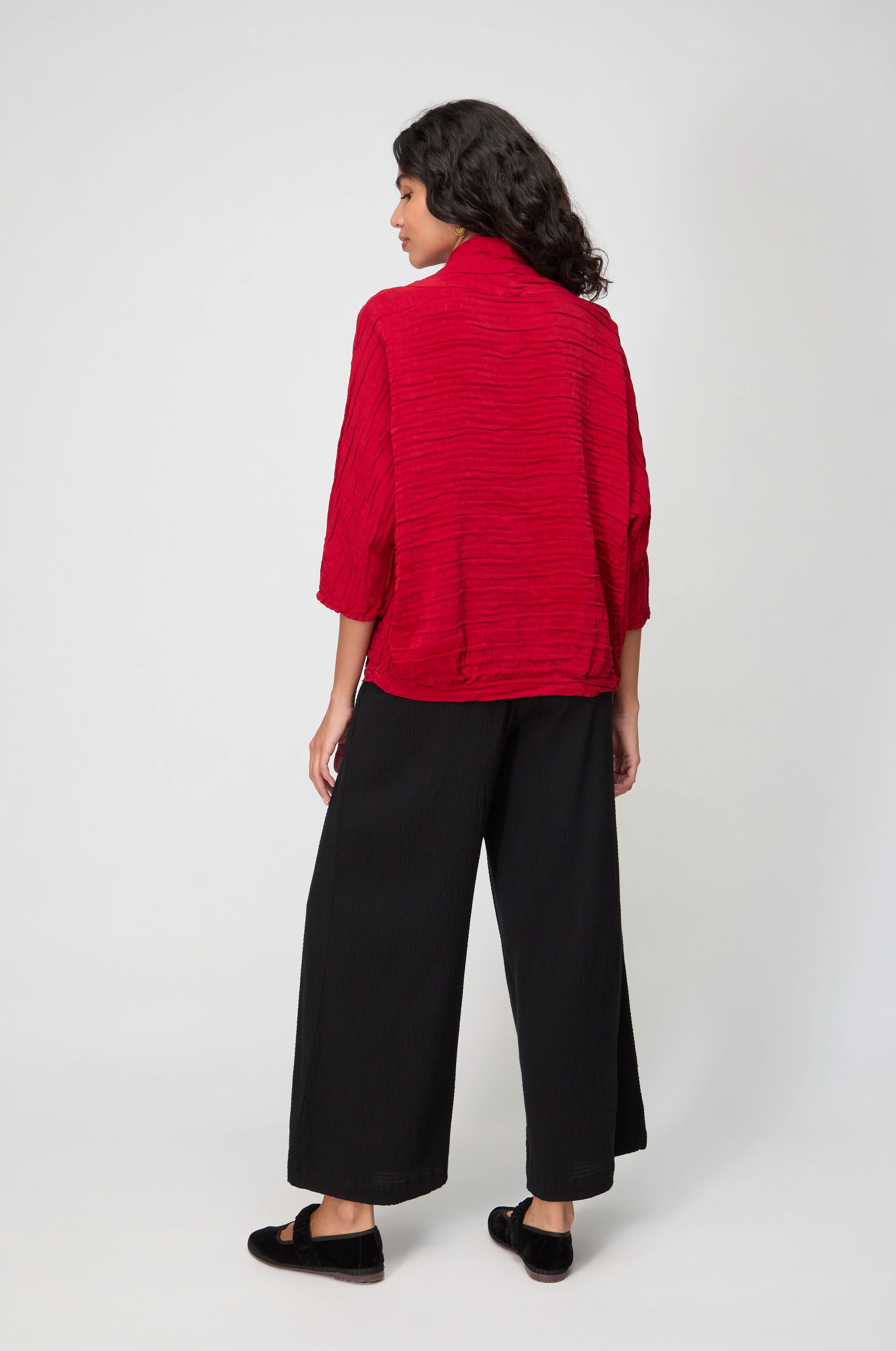 Cowl Neck Silk Linen Cherry Top - Image 5
