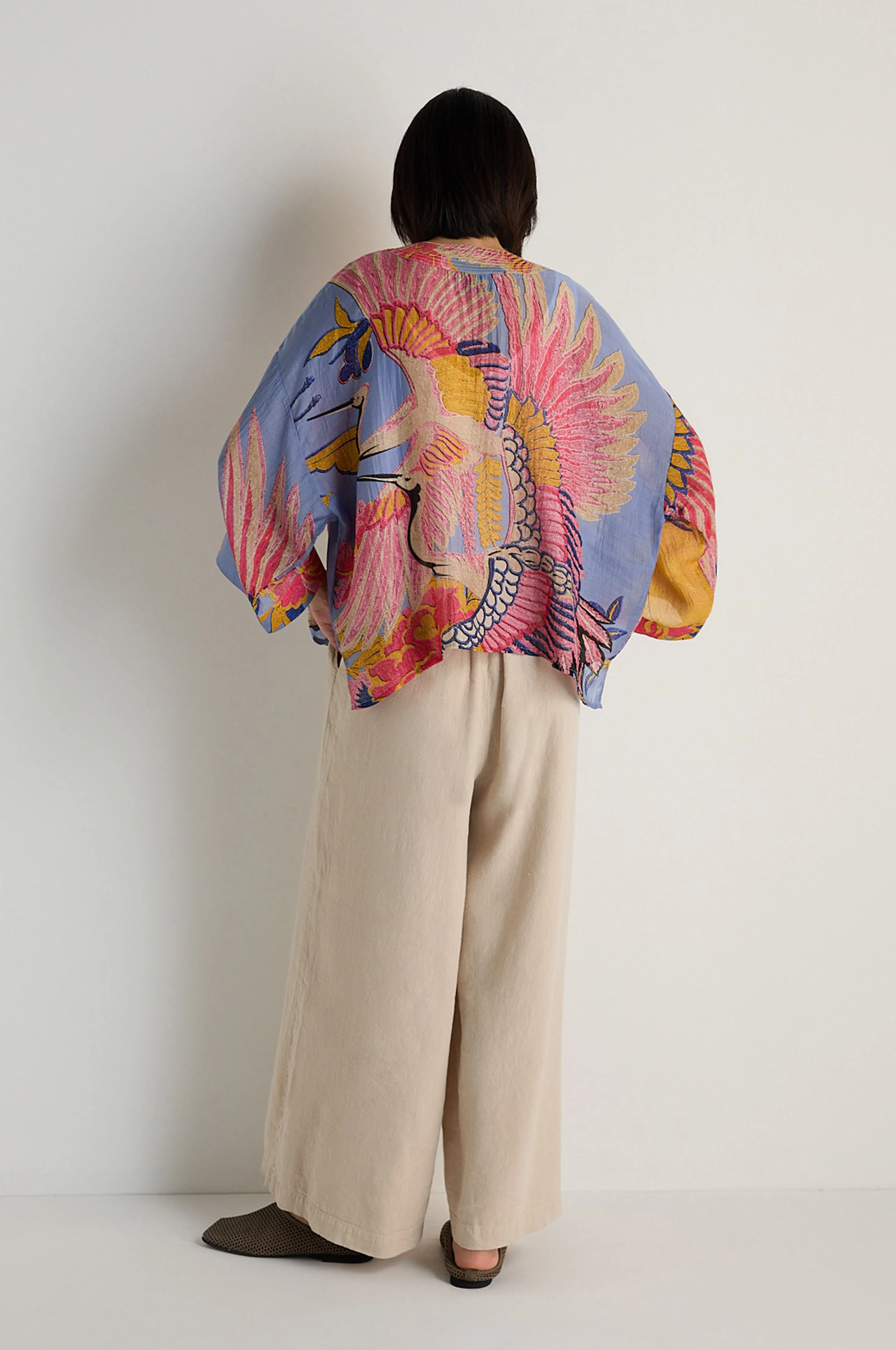 Crane Slate Print Kimono - Image 4