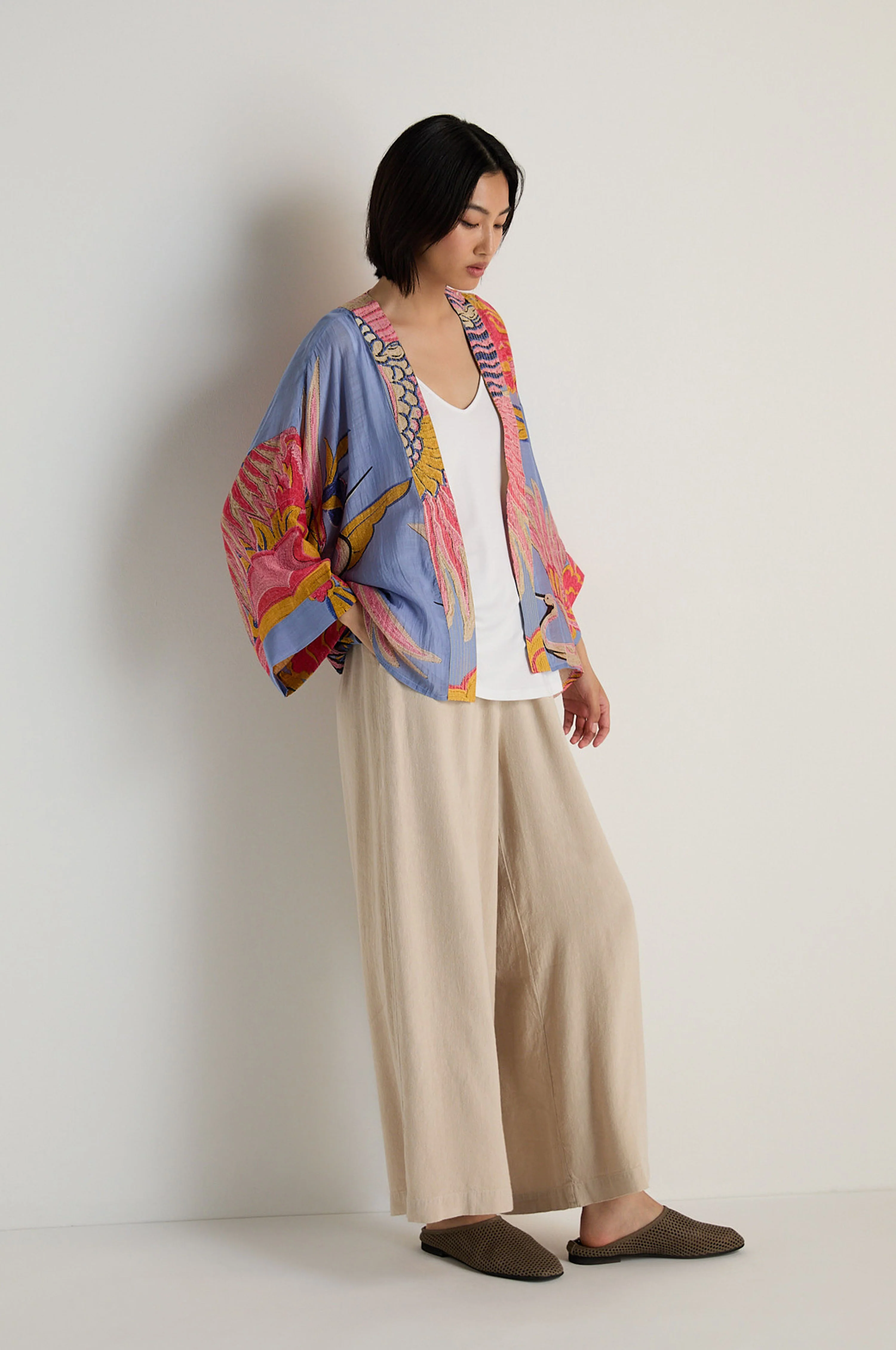Crane Slate Print Kimono - Image 5