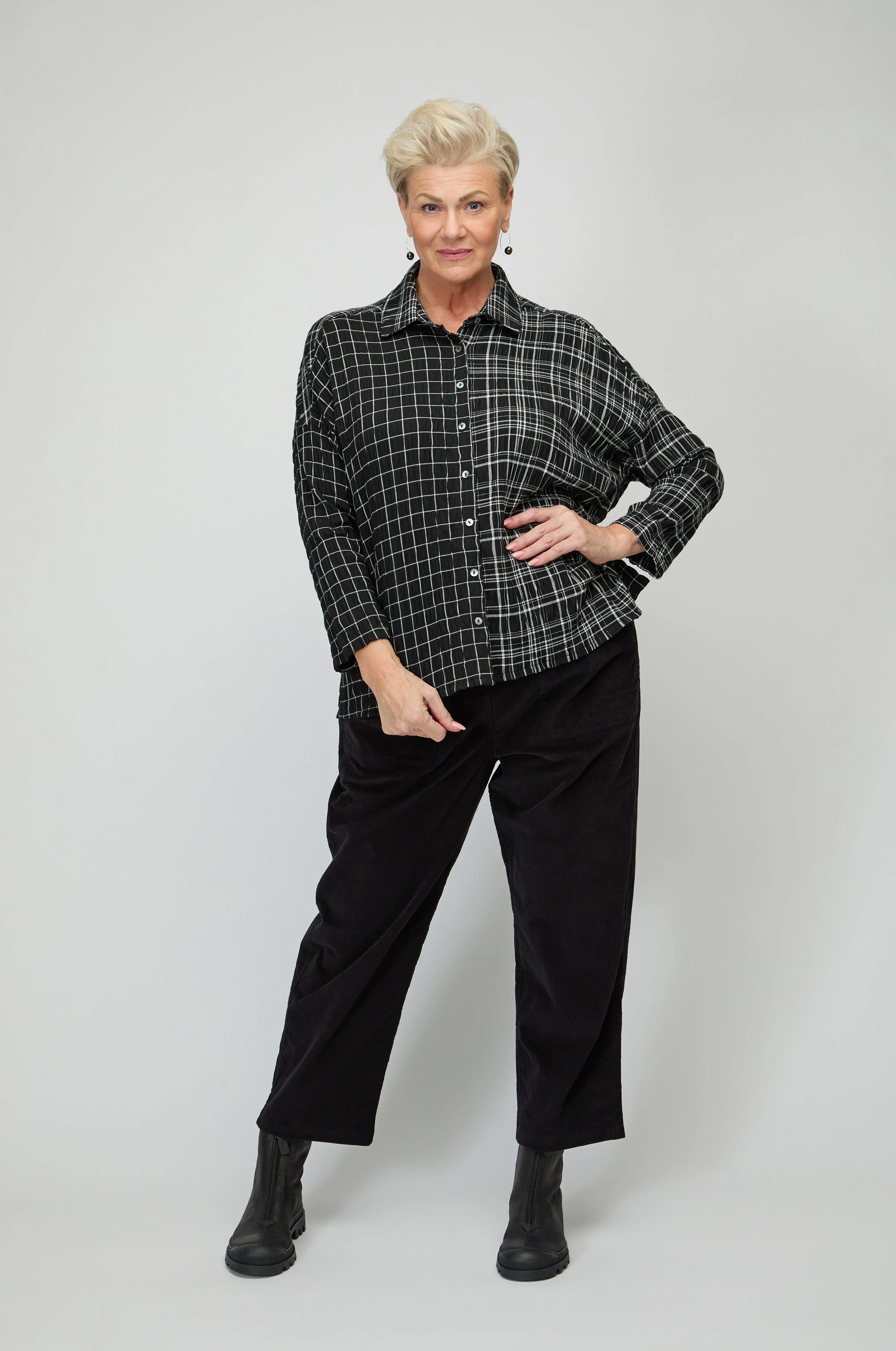 Crinkle Window Check Boxy Shirt - Image 6