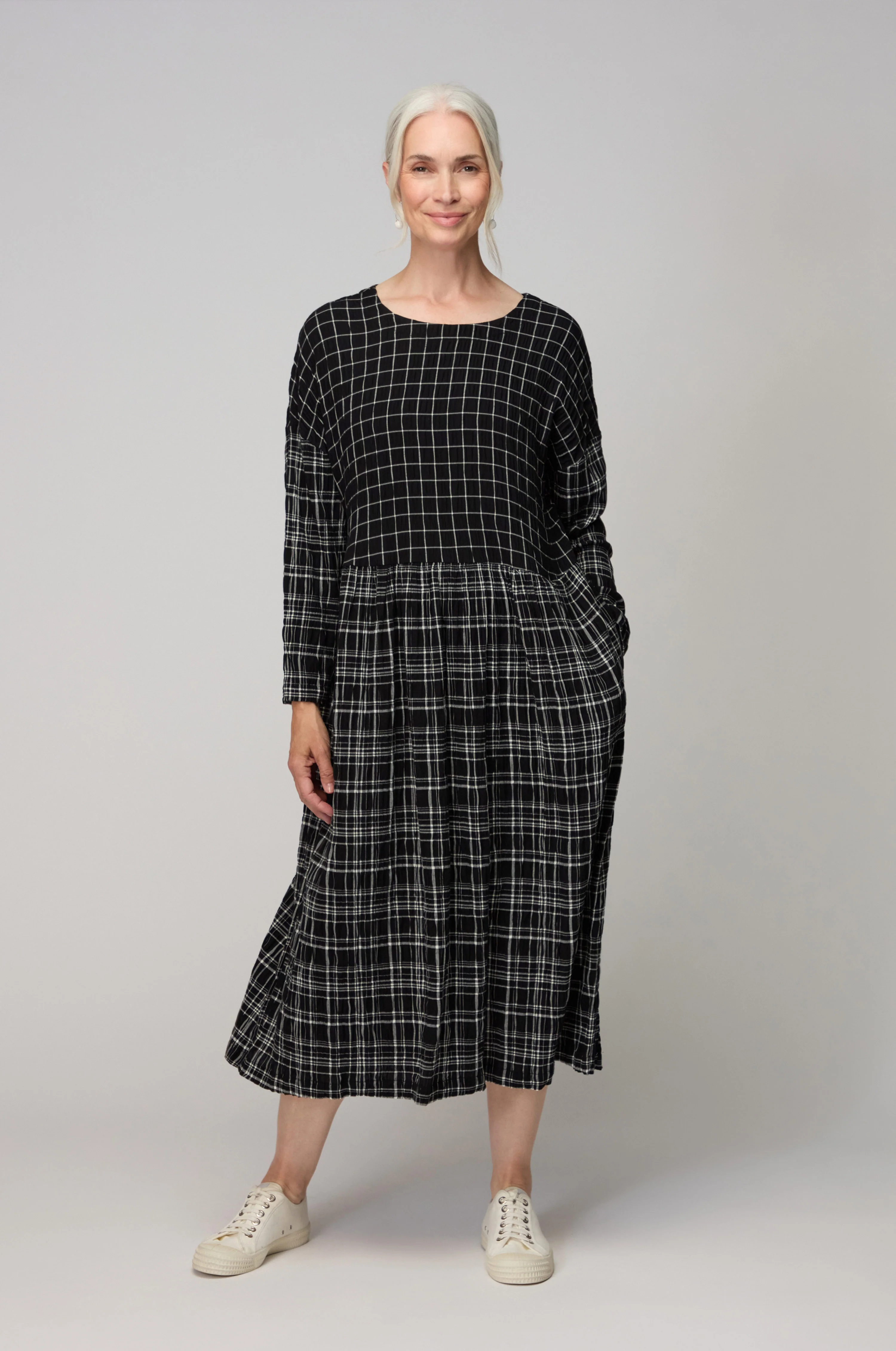 Crinkle Window Check Dress - Image 3