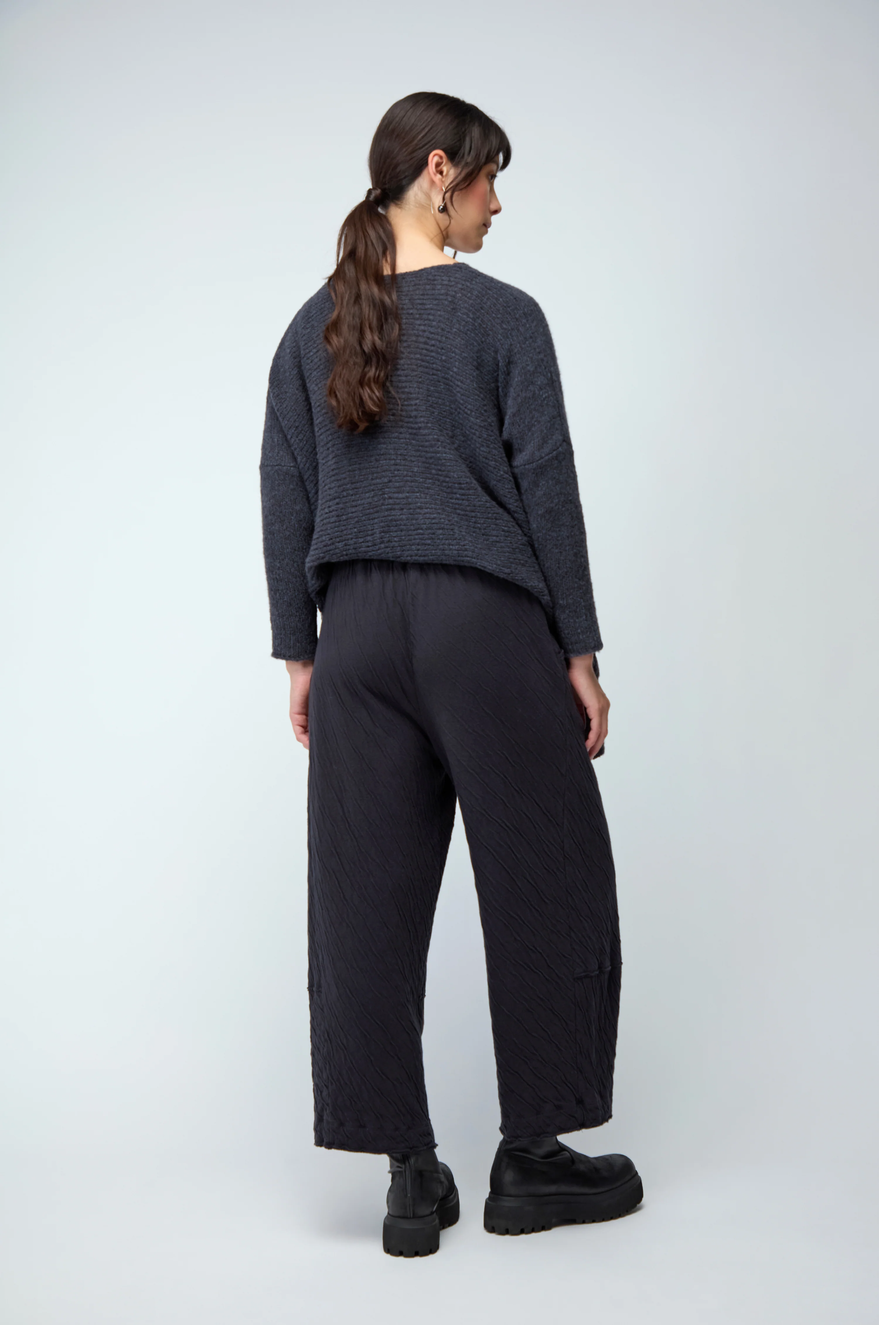 Dark Grey Crinkle Jersey Trousers - Image 3