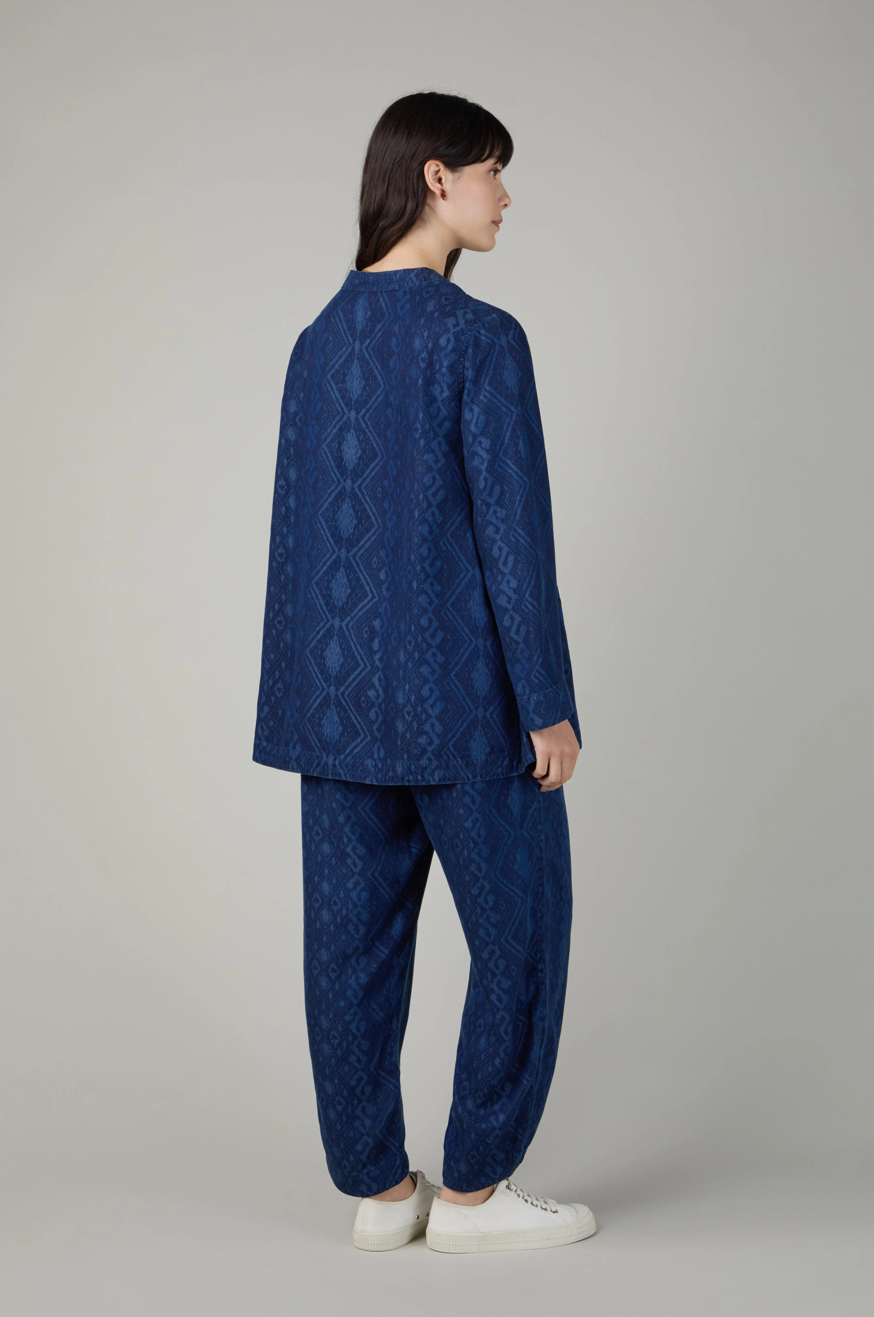 Dark Denim Diamond Patchwork Print Shirt - Image 5