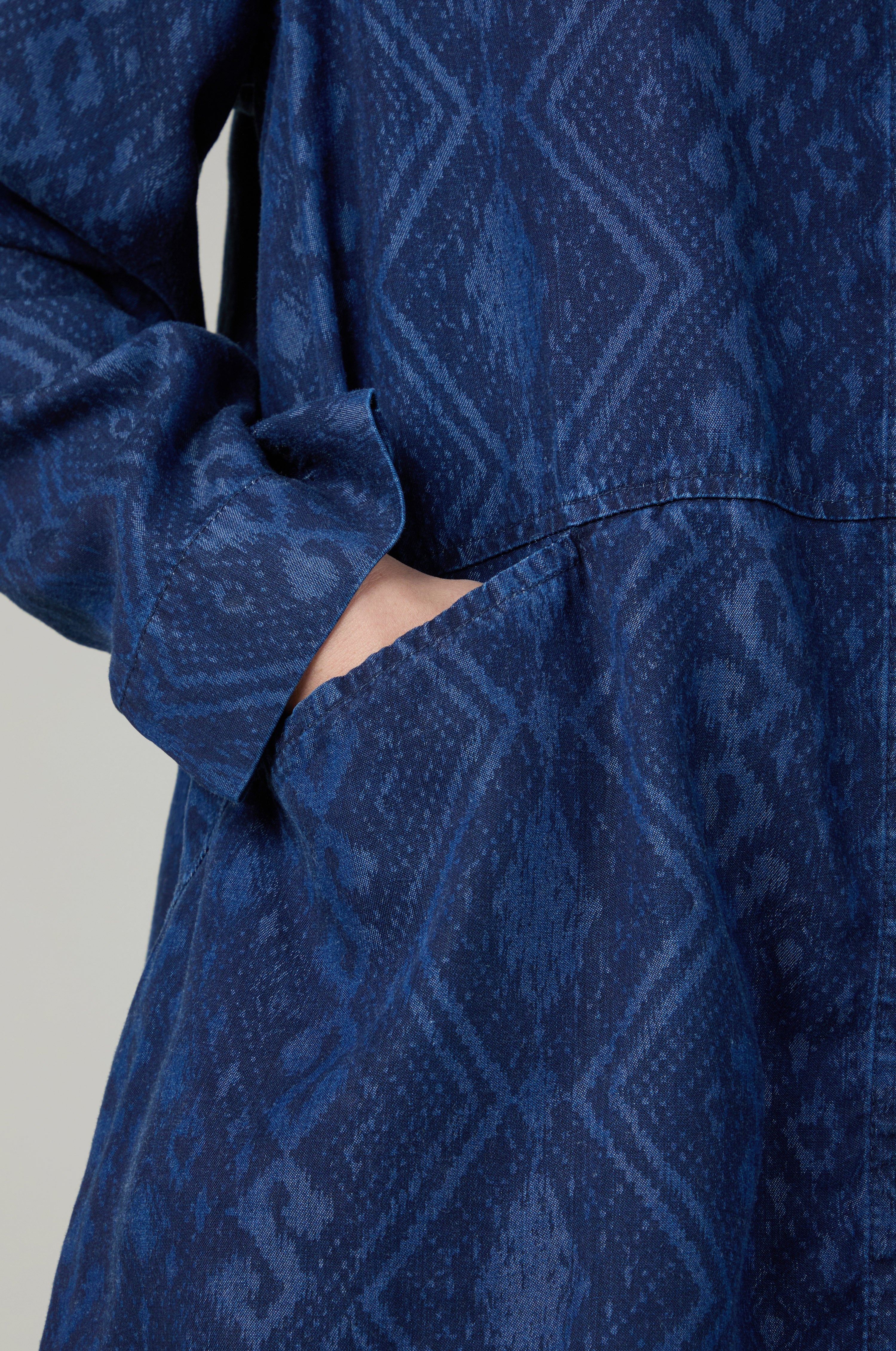 Dark Denim Diamond Patchwork Print Shirt - Image 6