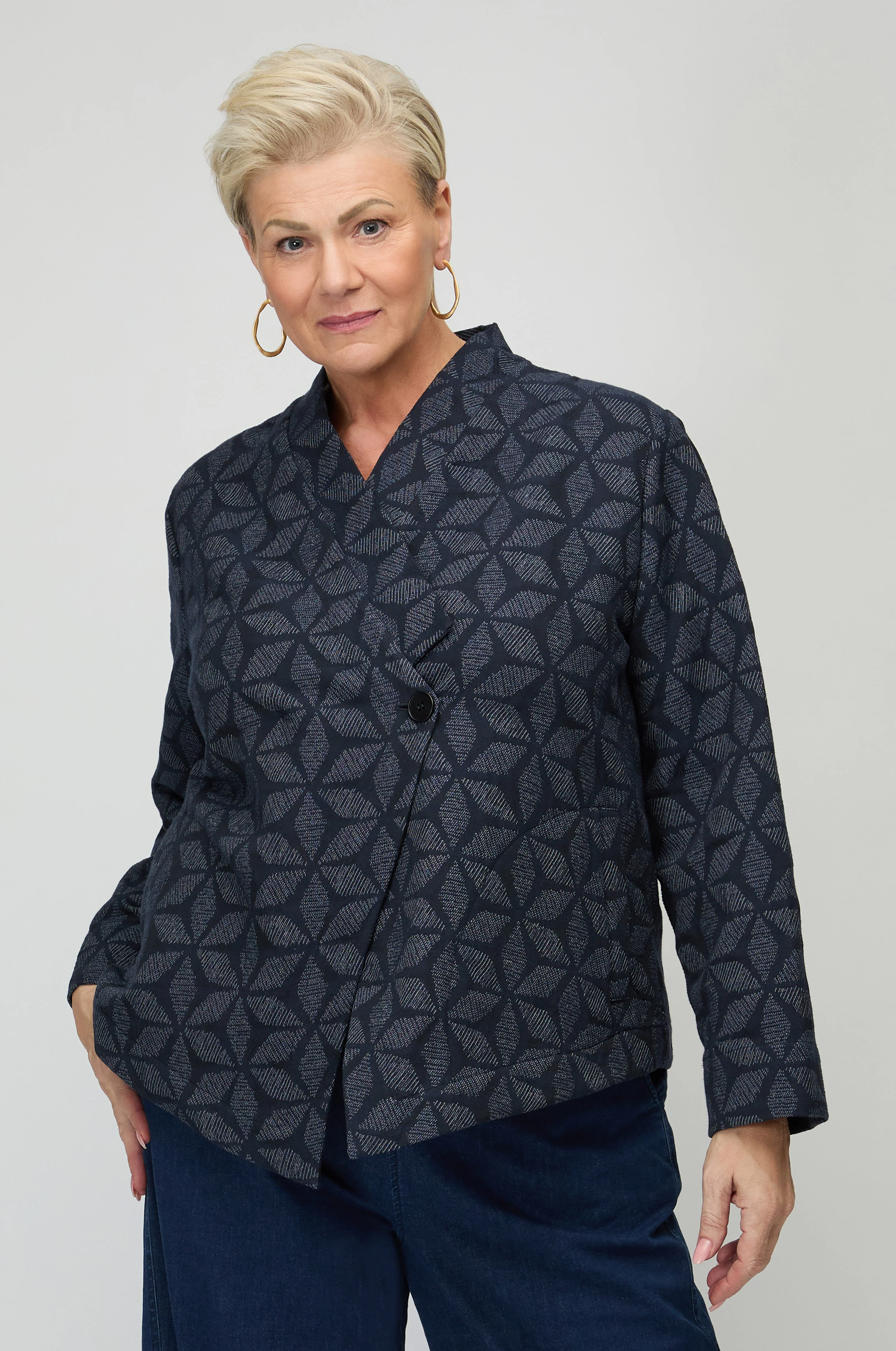 Diamond Floral Indigo Jacket - Image 3