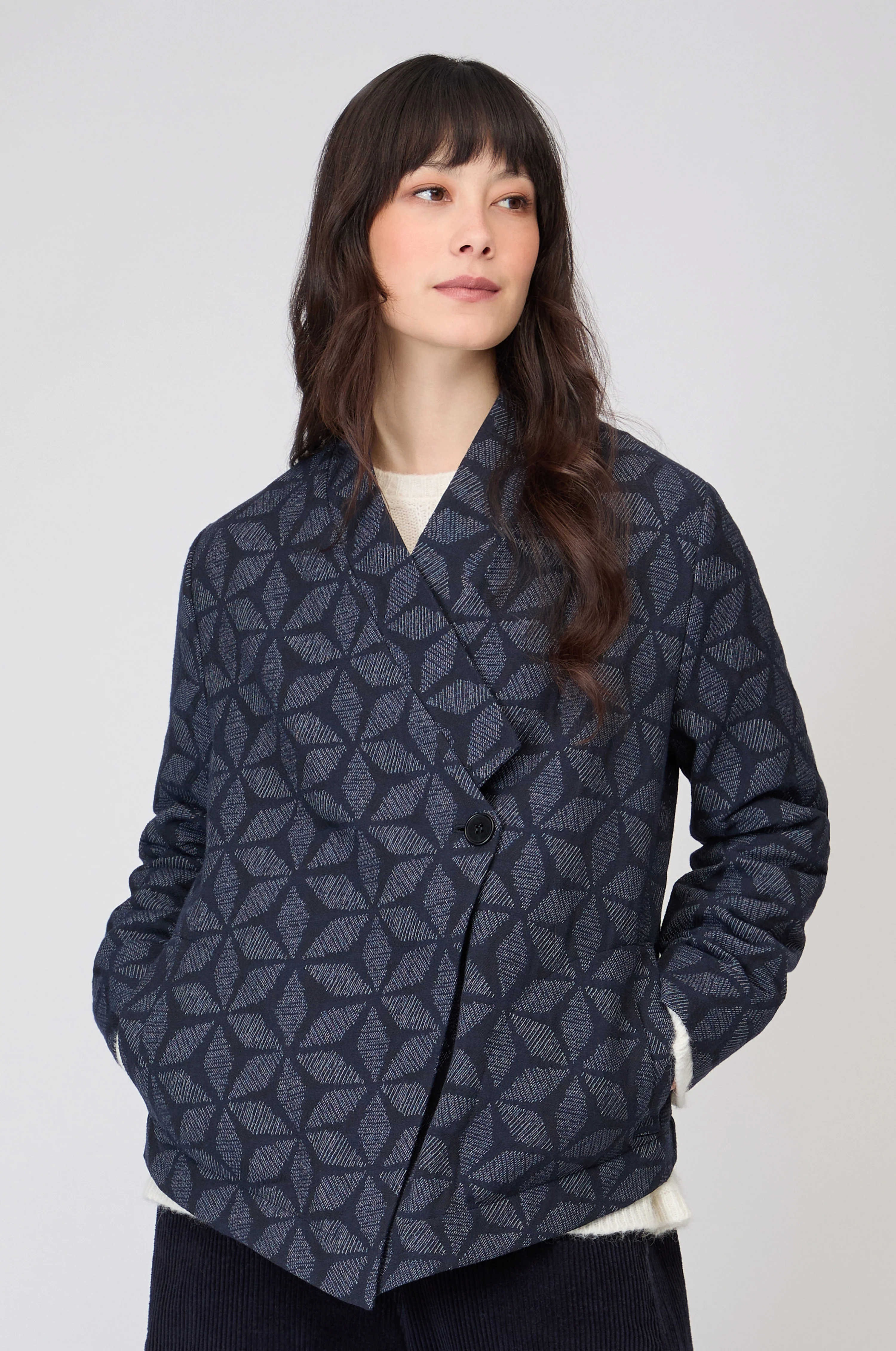 Diamond Floral Indigo Jacket - Image 5