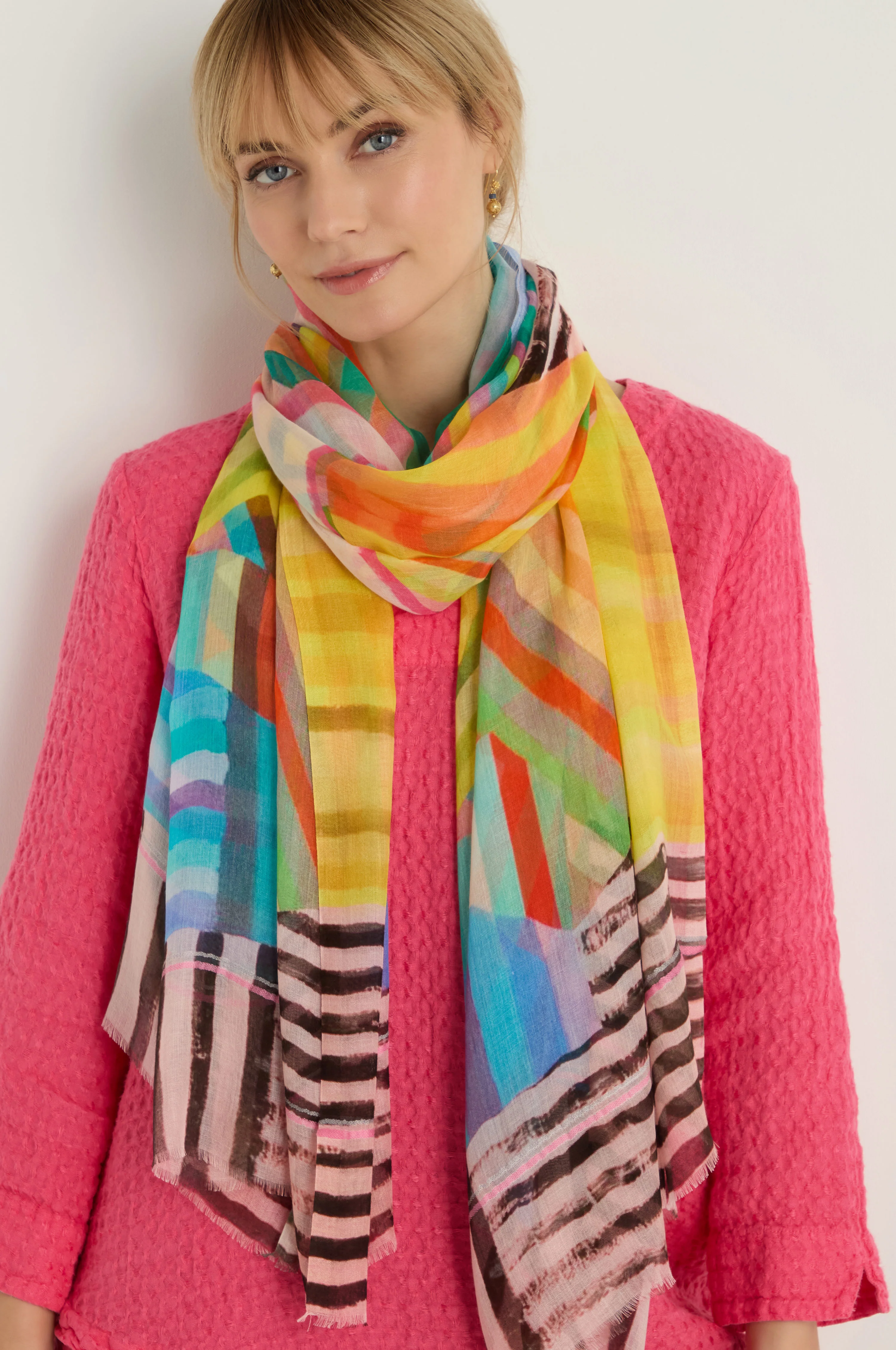 Directional Stripe Modal Blend Scarf