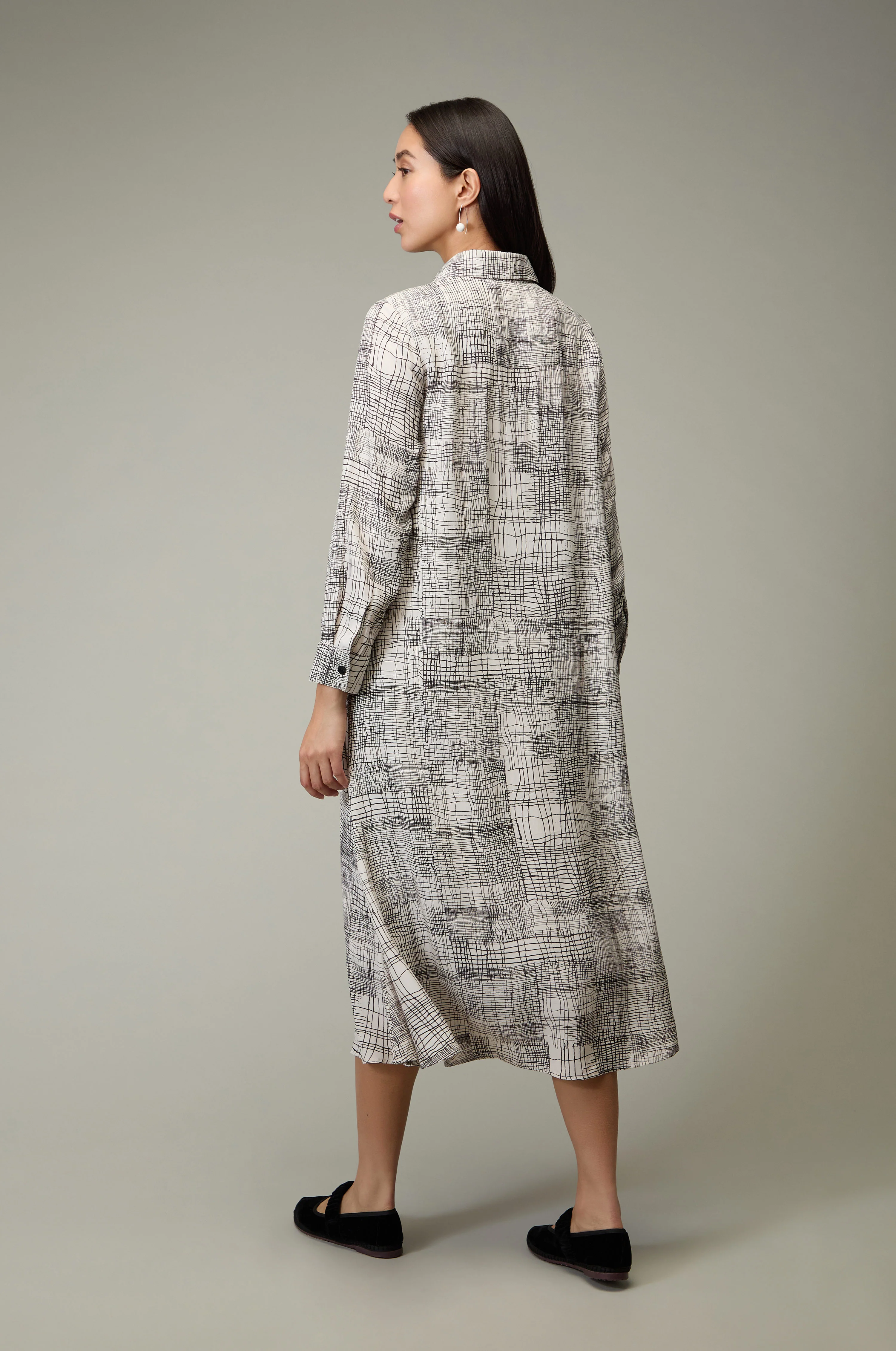 Etched Check Print Shirt Dress - Image 5