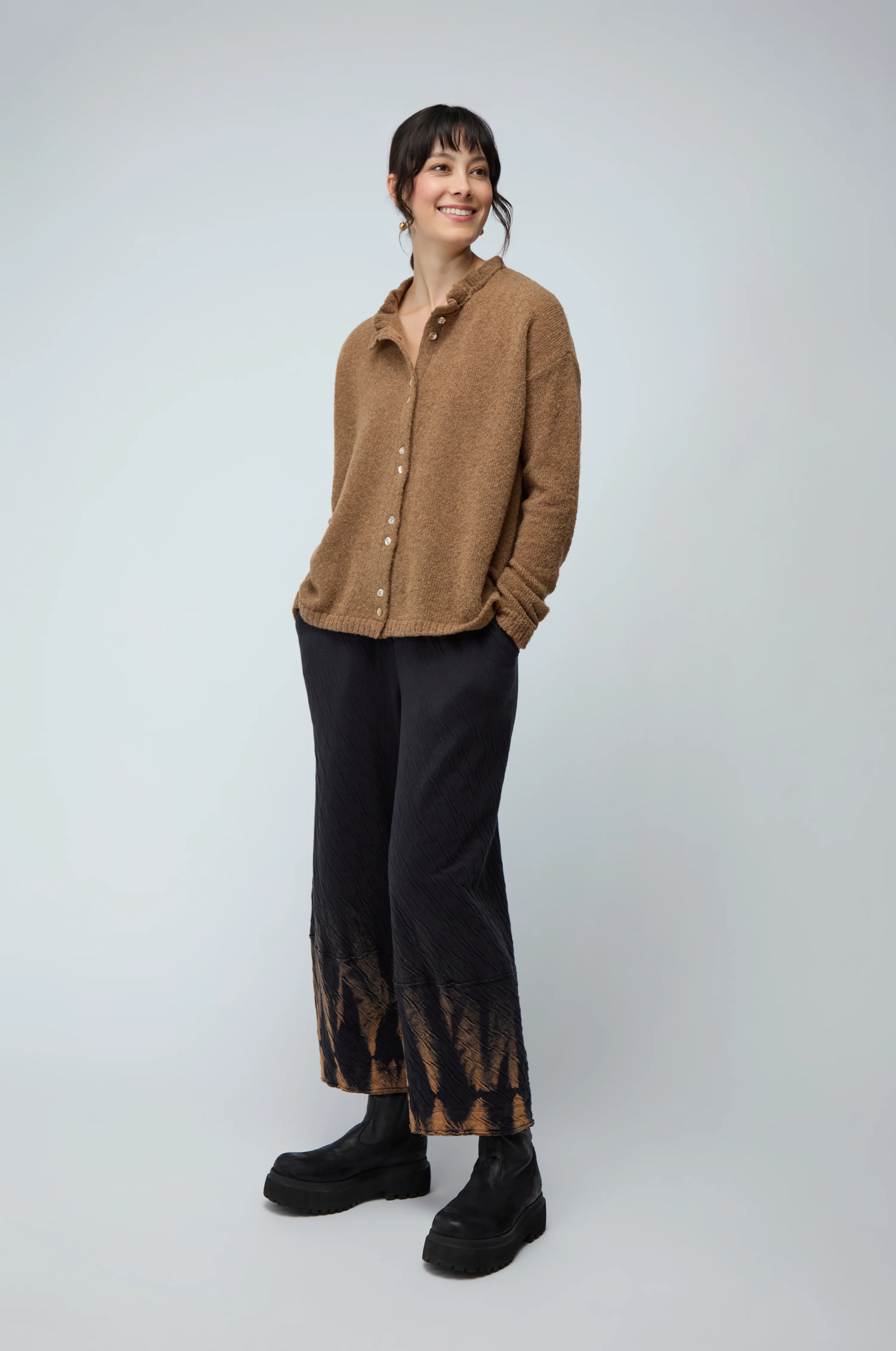 Frill Neck Tan Cardi - Image 3