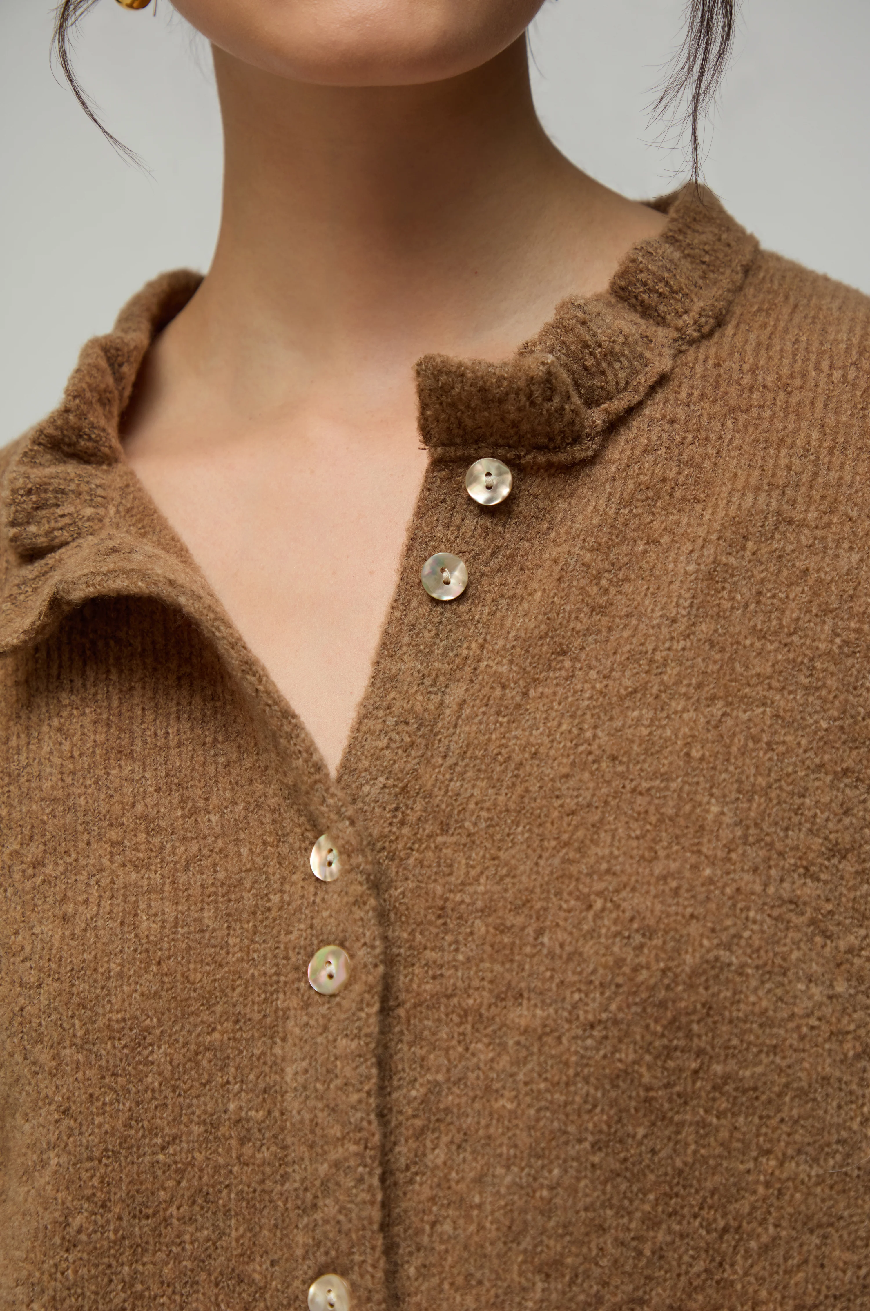 Frill Neck Tan Cardi - Image 5
