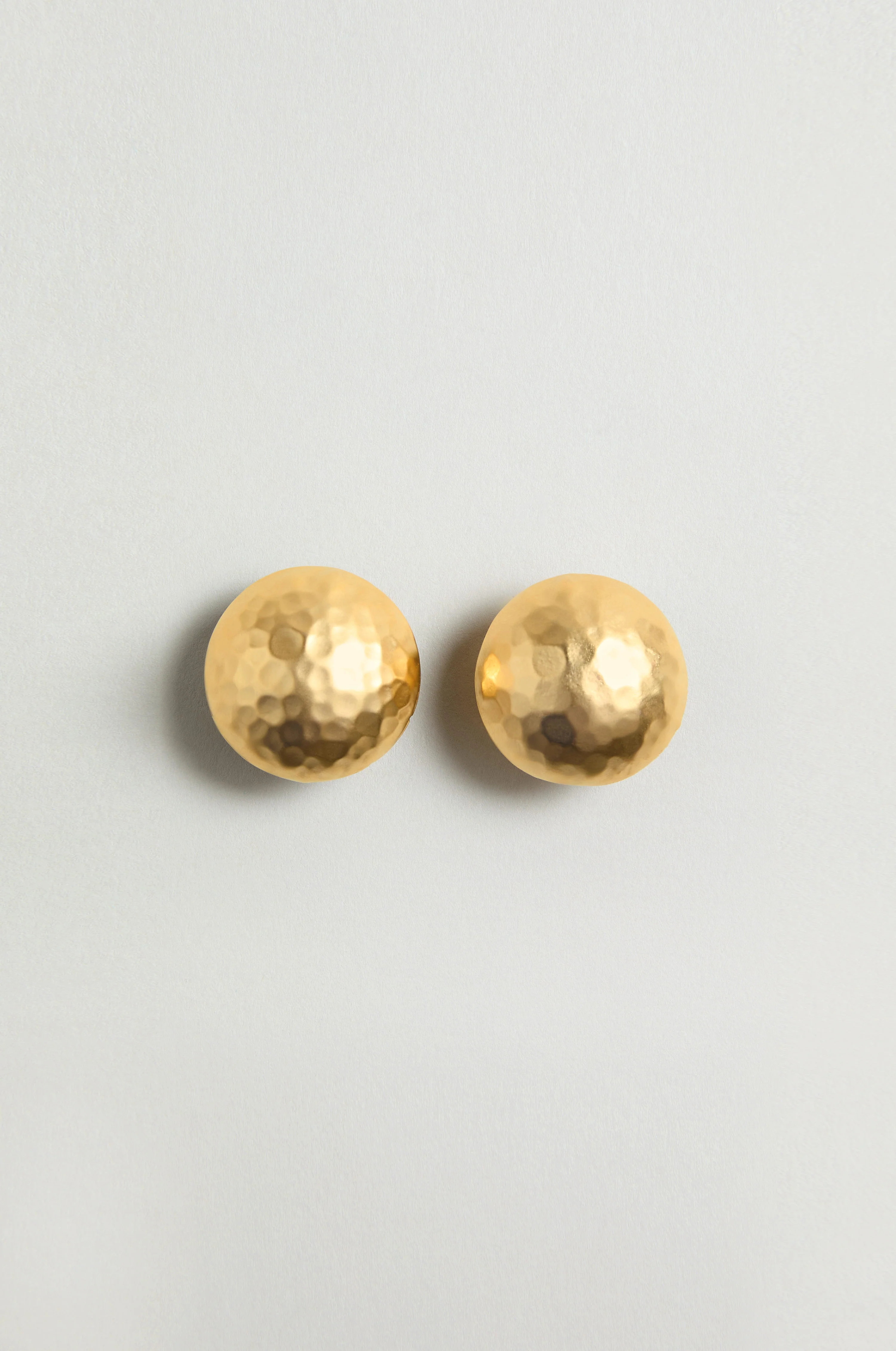 Gold Plated Hammered Sphere Earrings - Image 2