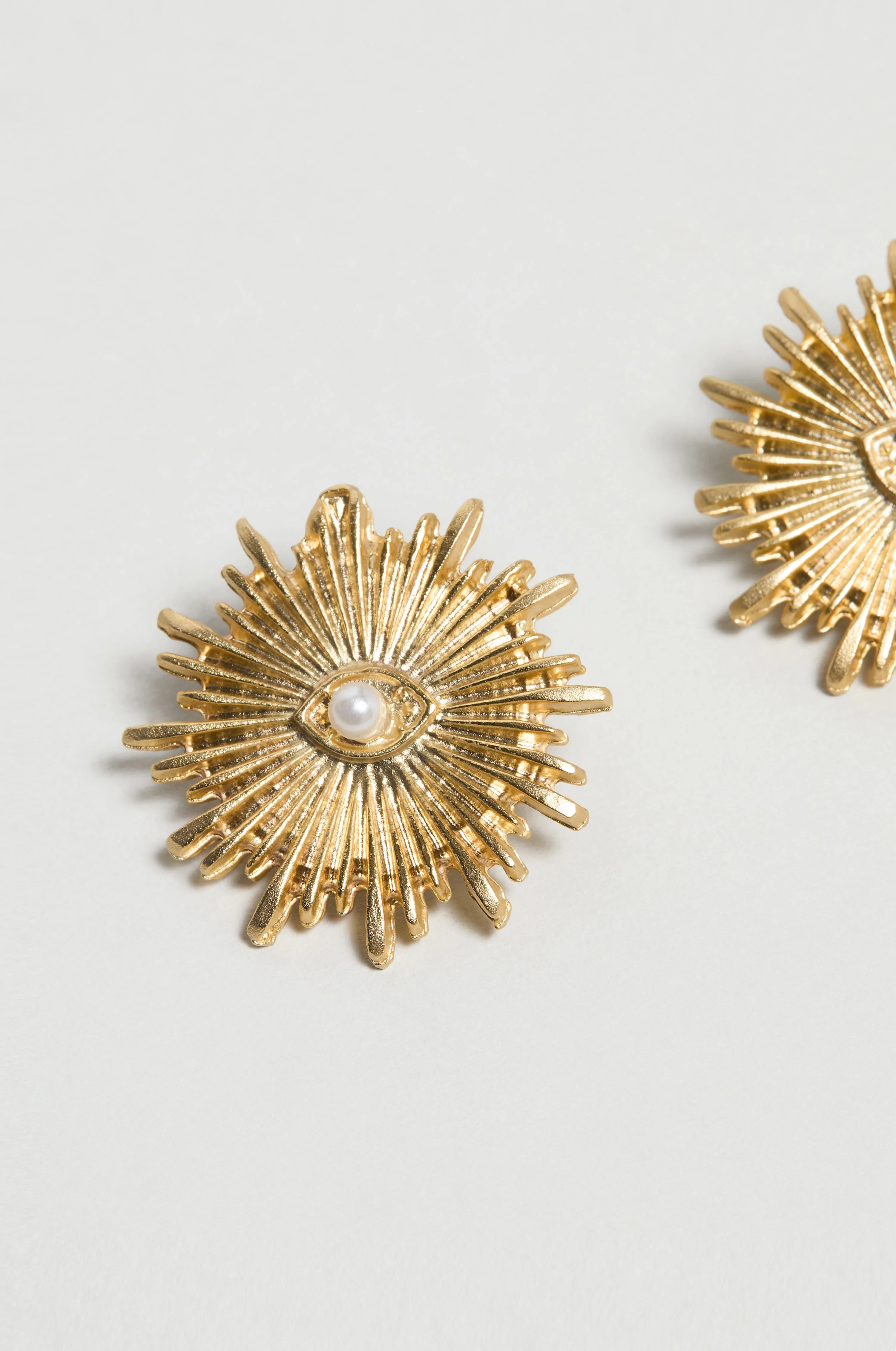 Gold Plated Luna Pearl Earrings - Image 3
