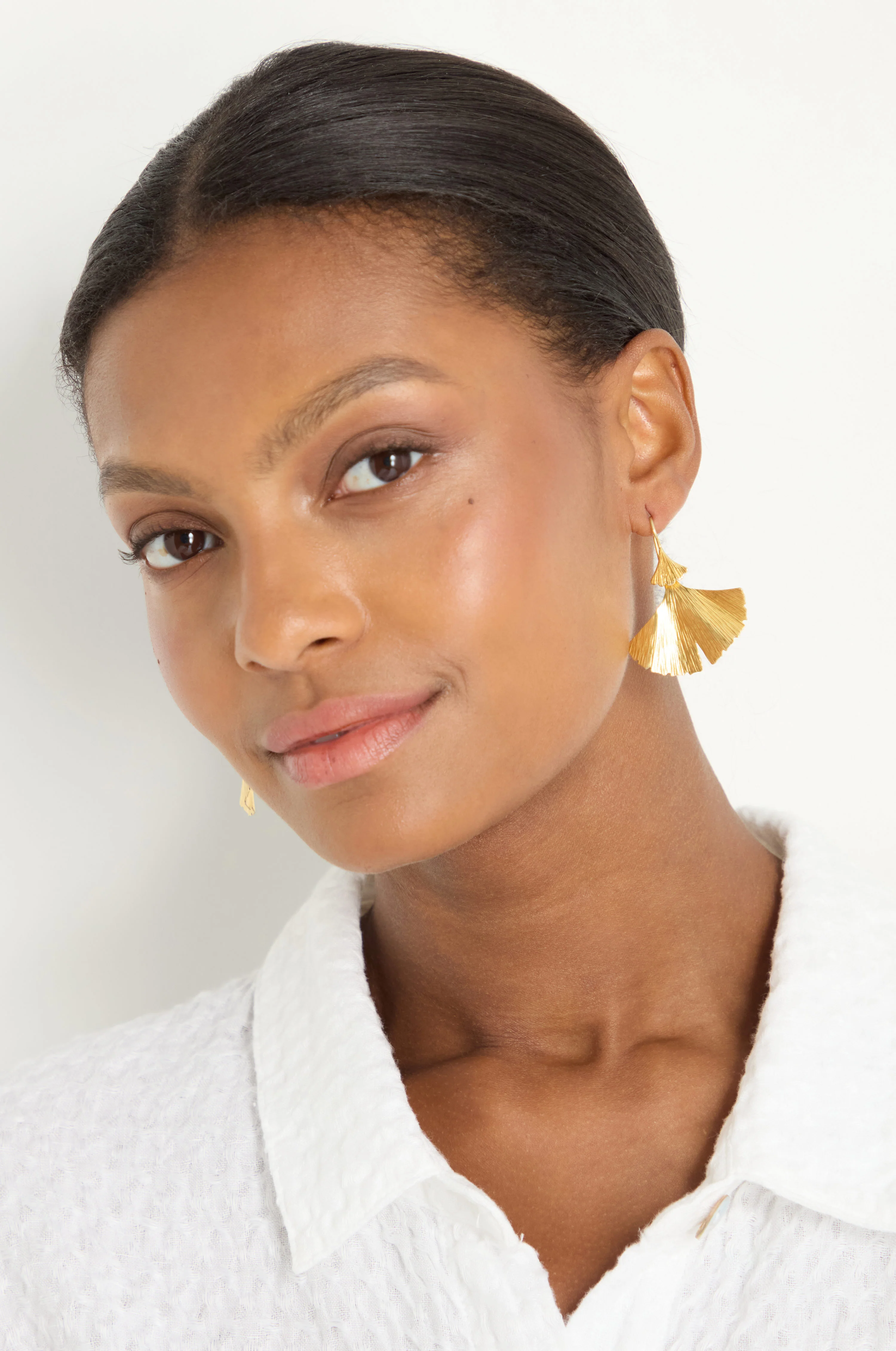 Gold Vermeil Ginkgo Leaf Earrings - Image 3