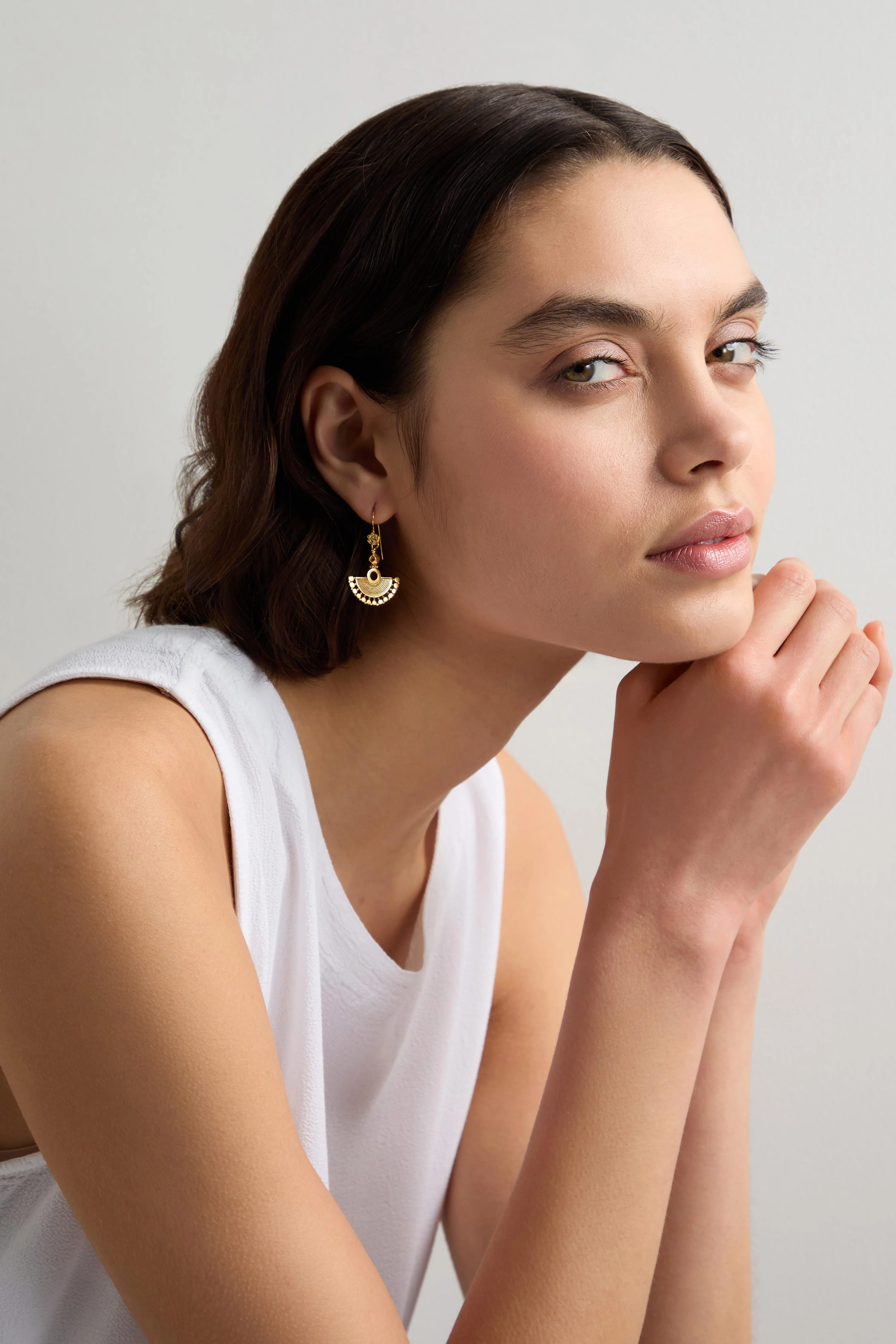 Gold Vermeil Mini Fan Earrings - Image 2