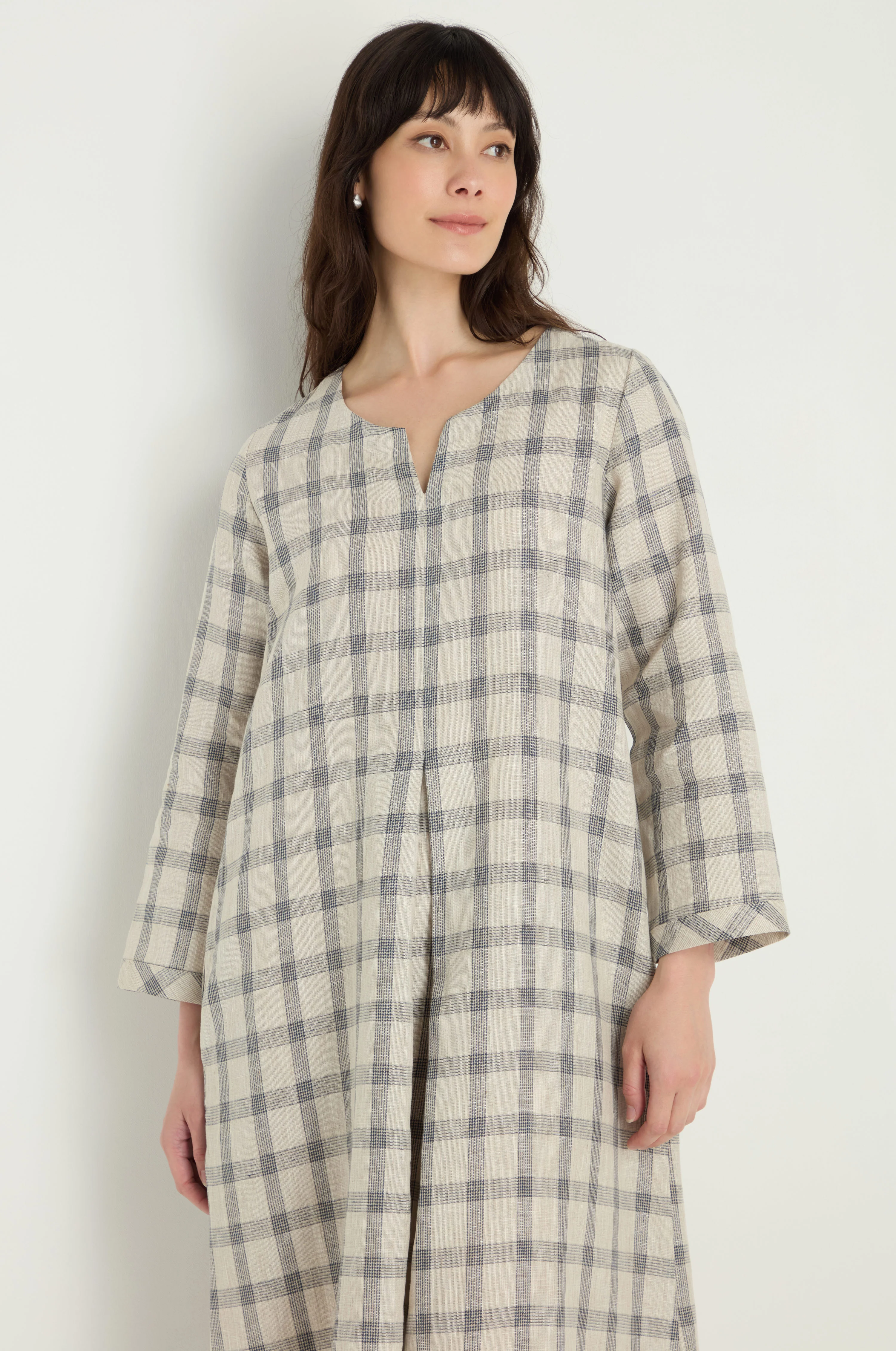 Grid Check Linen Dress - Image 3