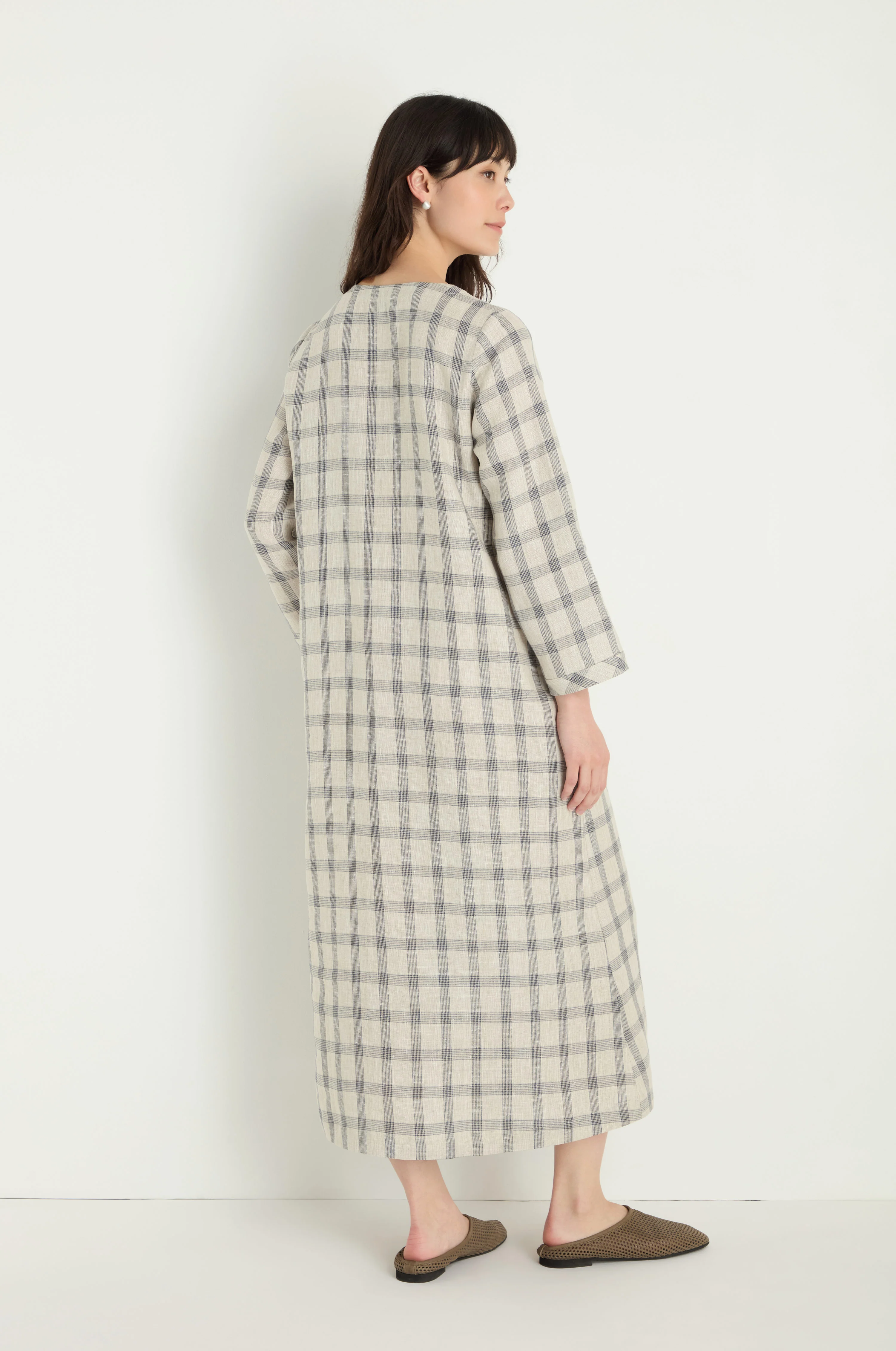 Grid Check Linen Dress - Image 5