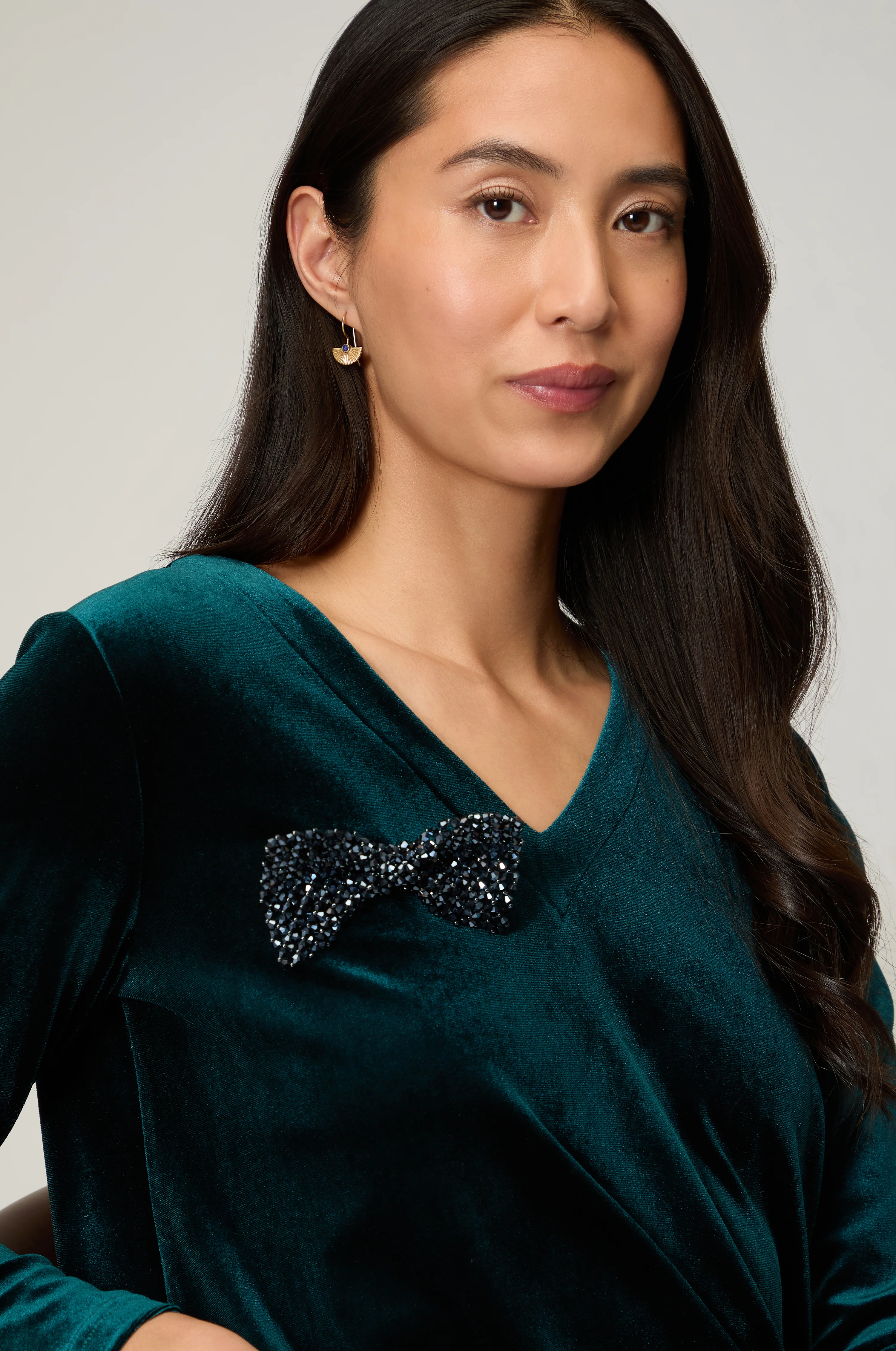 Hand Beaded Bow Tie Brooch