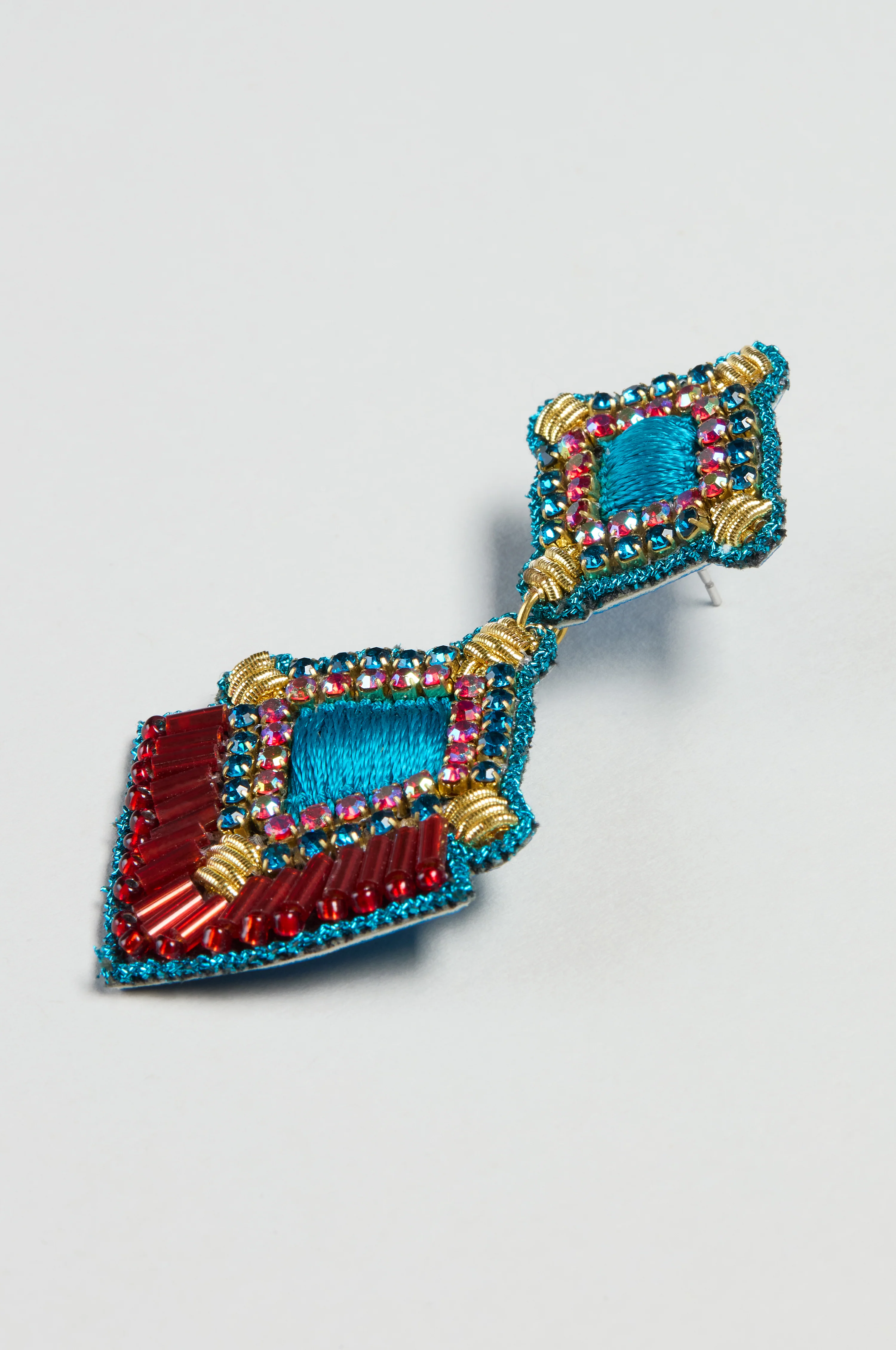 Hand Embroidered Square Drop Earrings - Image 3