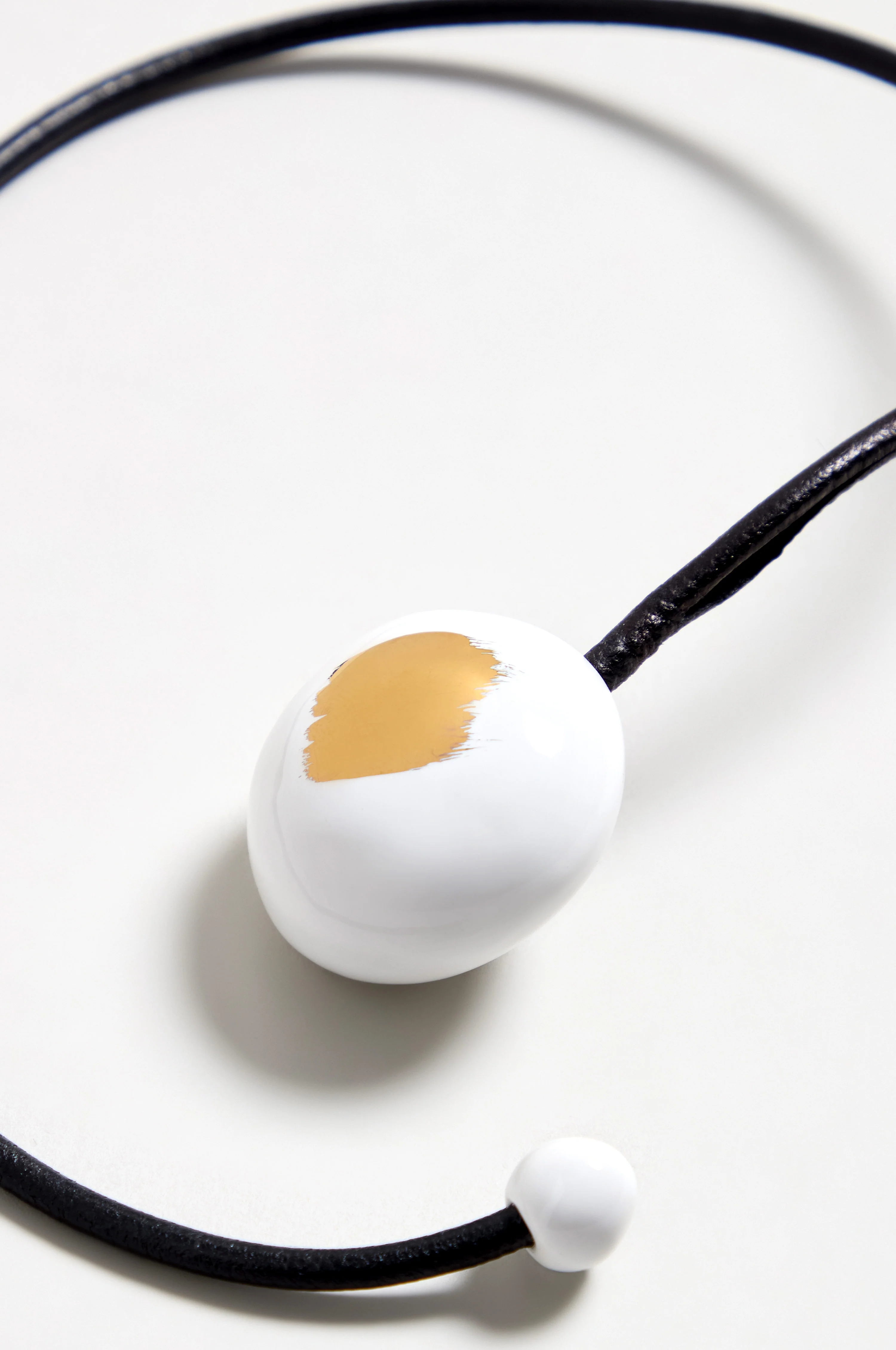 Handmade Gold Brushstroke Ceramic Bead Necklace - Image 3