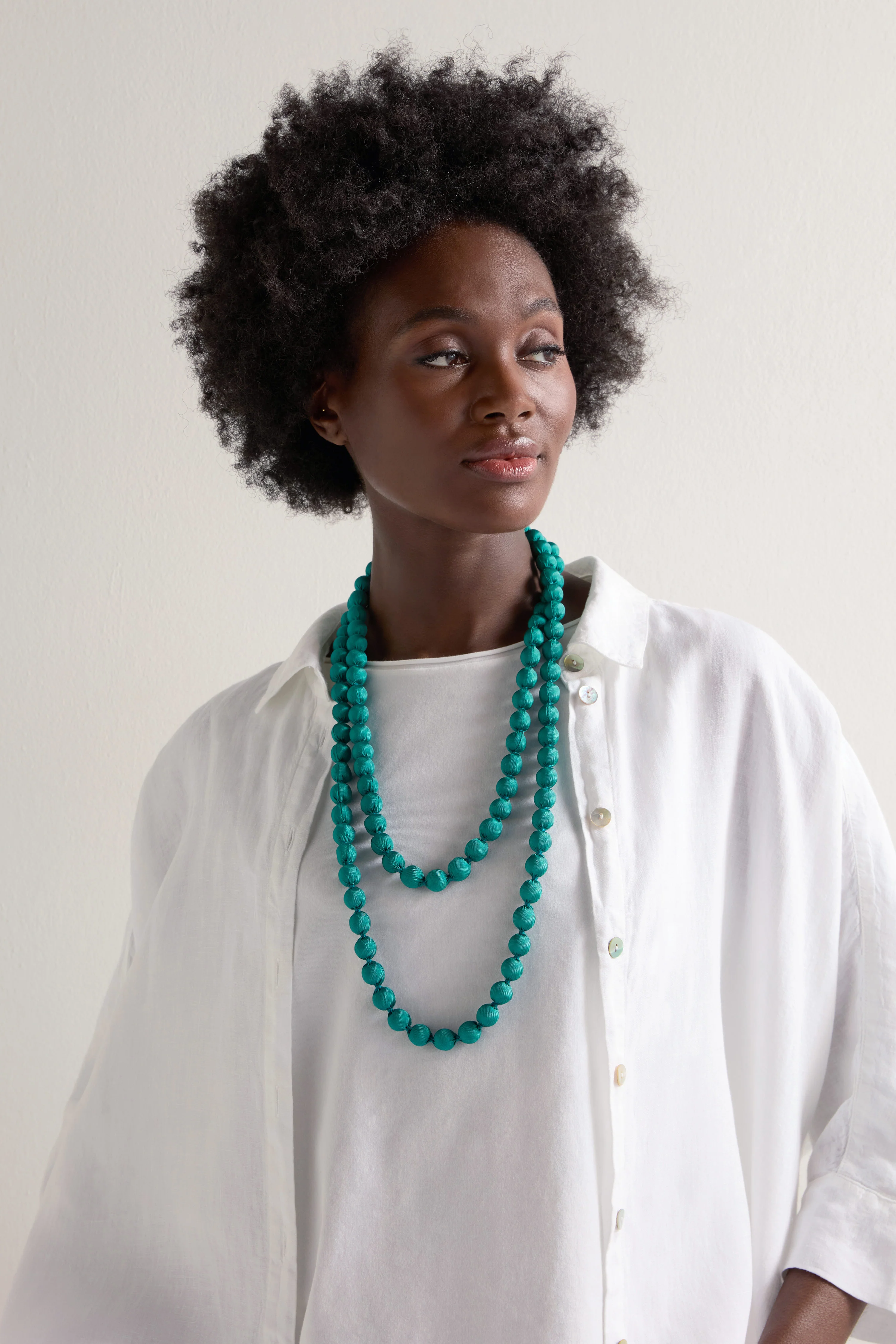 Handmade Long Silk Spheres Necklace
