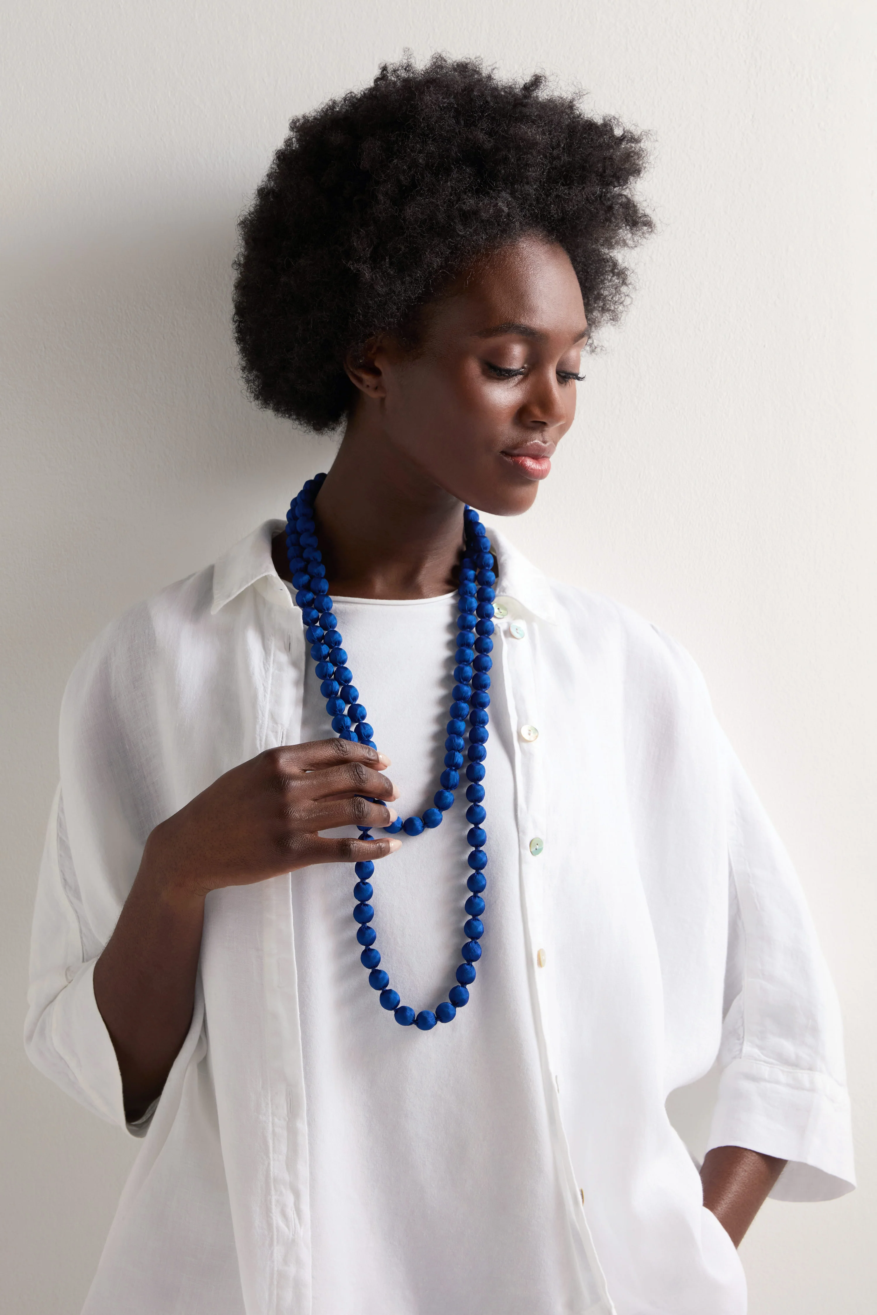 Handmade Long Silk Spheres Necklace - Image 10