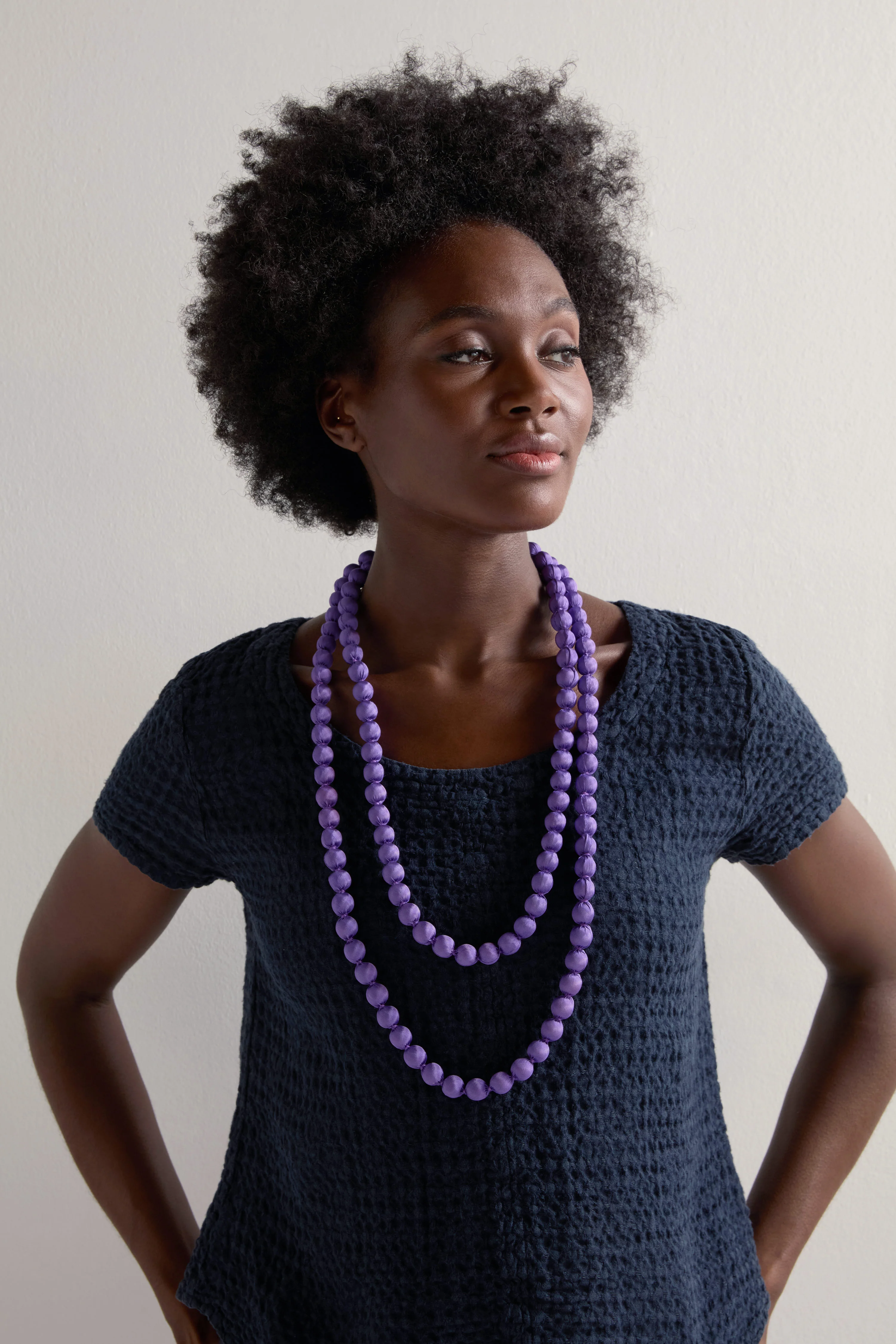 Handmade Long Silk Spheres Necklace - Image 12