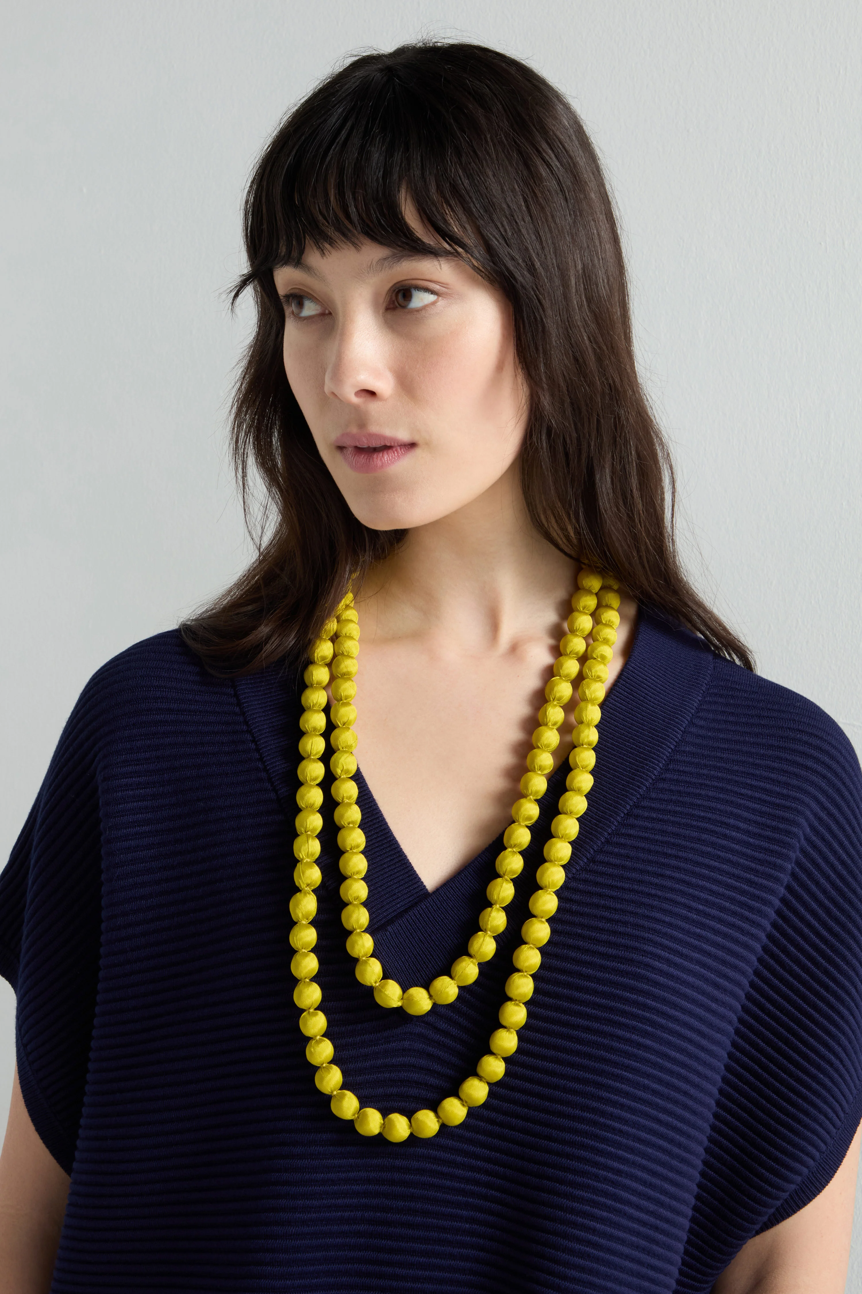 Handmade Long Silk Spheres Necklace - Image 3