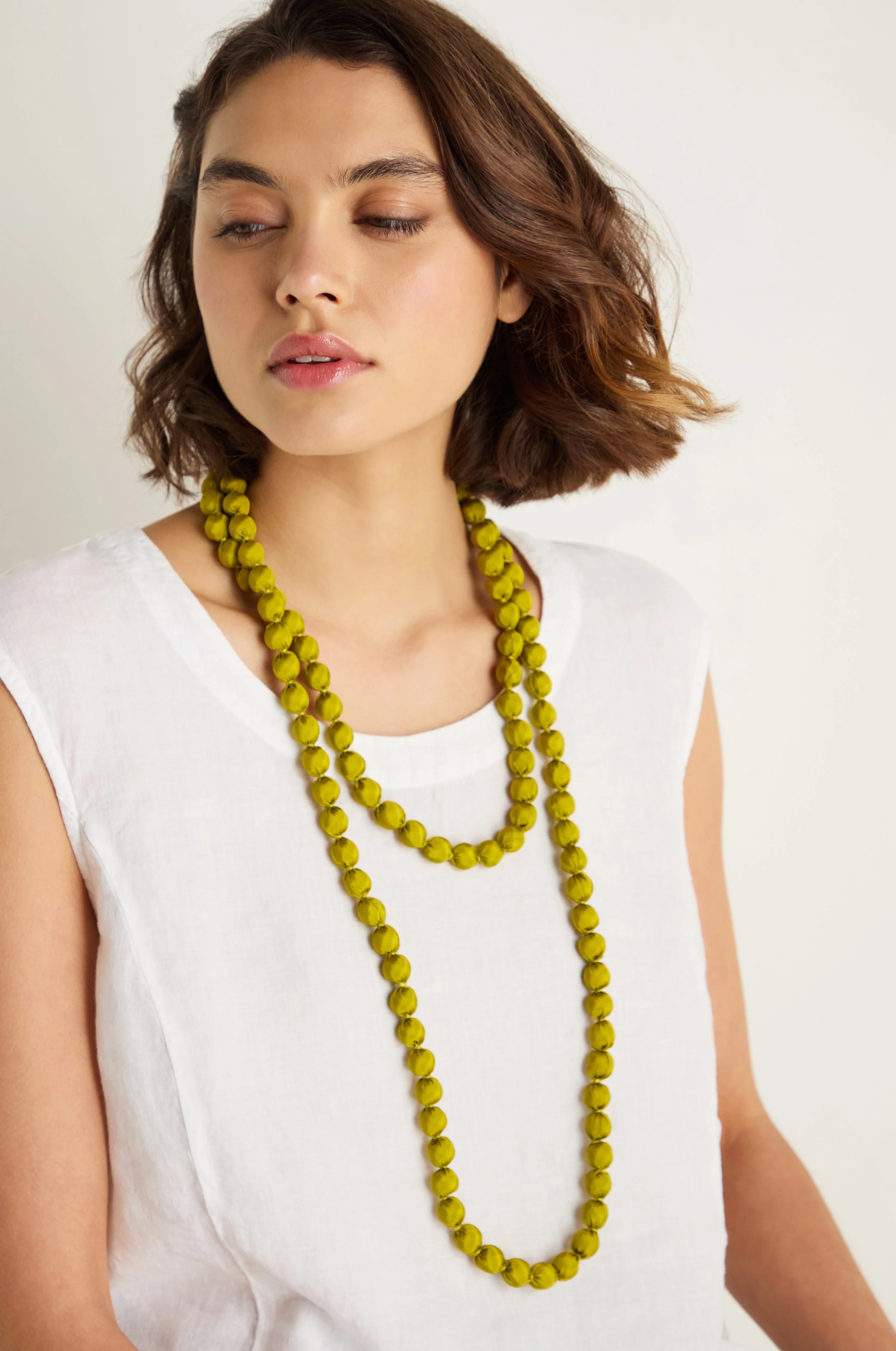 Handmade Long Silk Spheres Necklace - Image 3