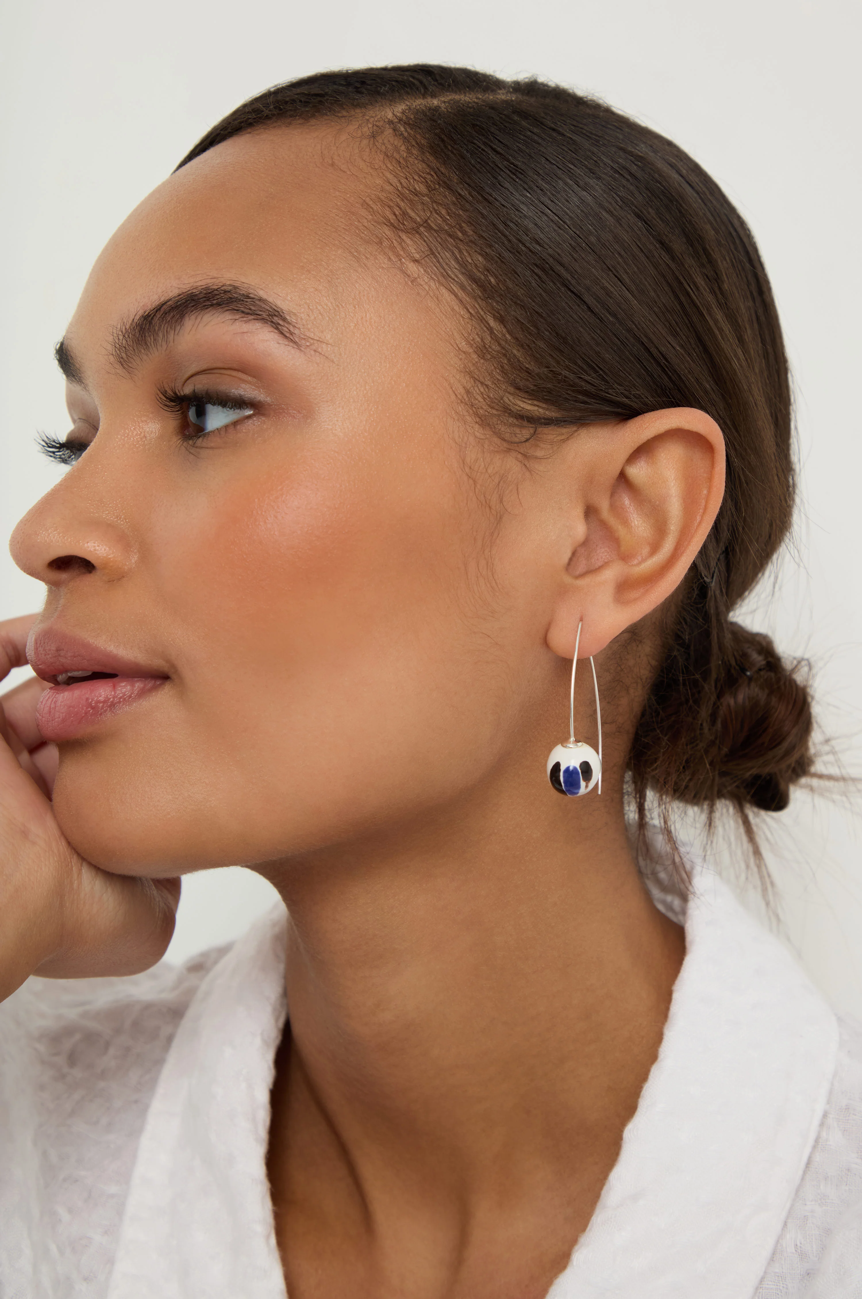 Handmade Painted Ceramic Bead Earrings - Image 4