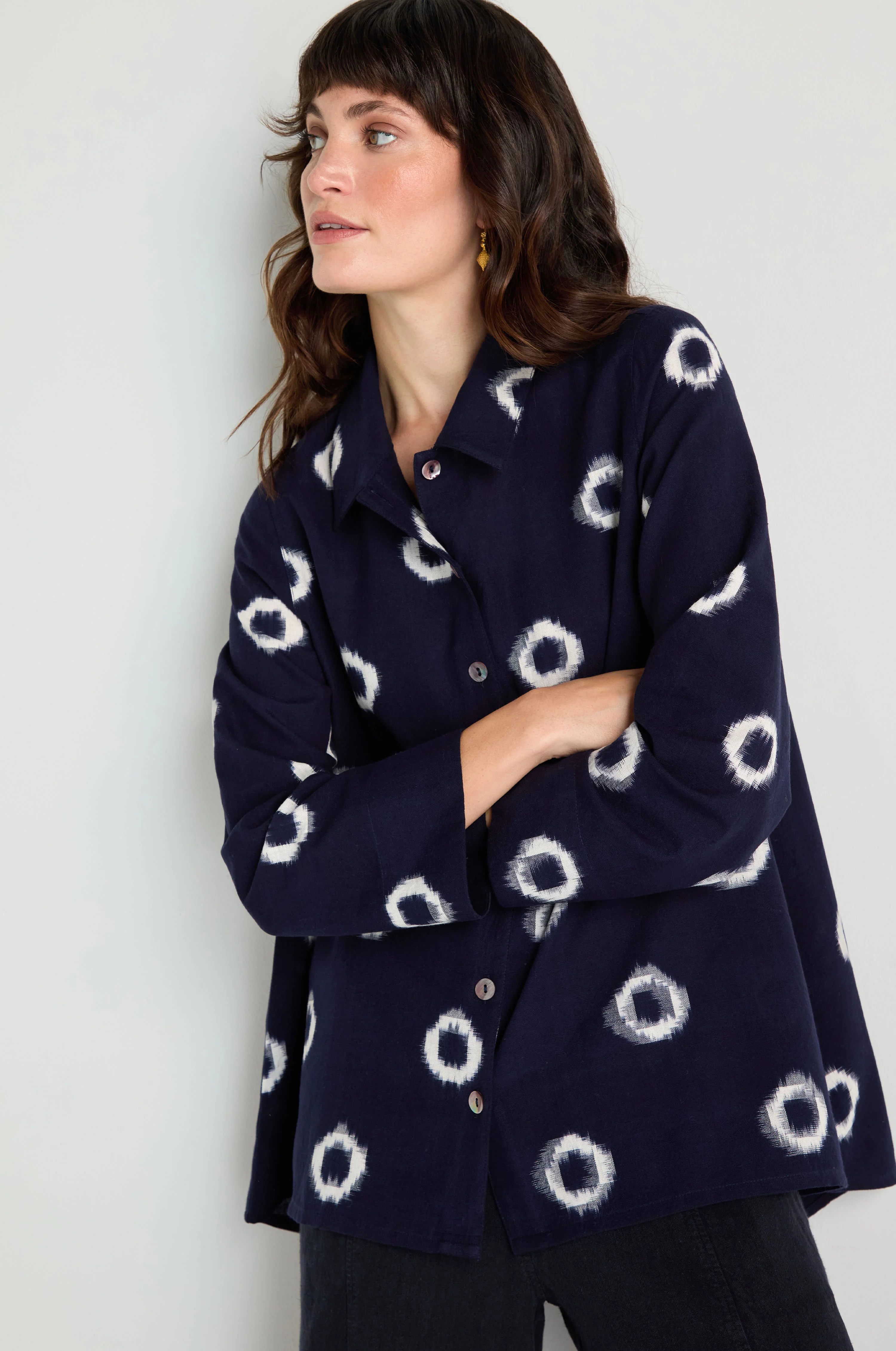 Ikat Circles Cotton Shirt