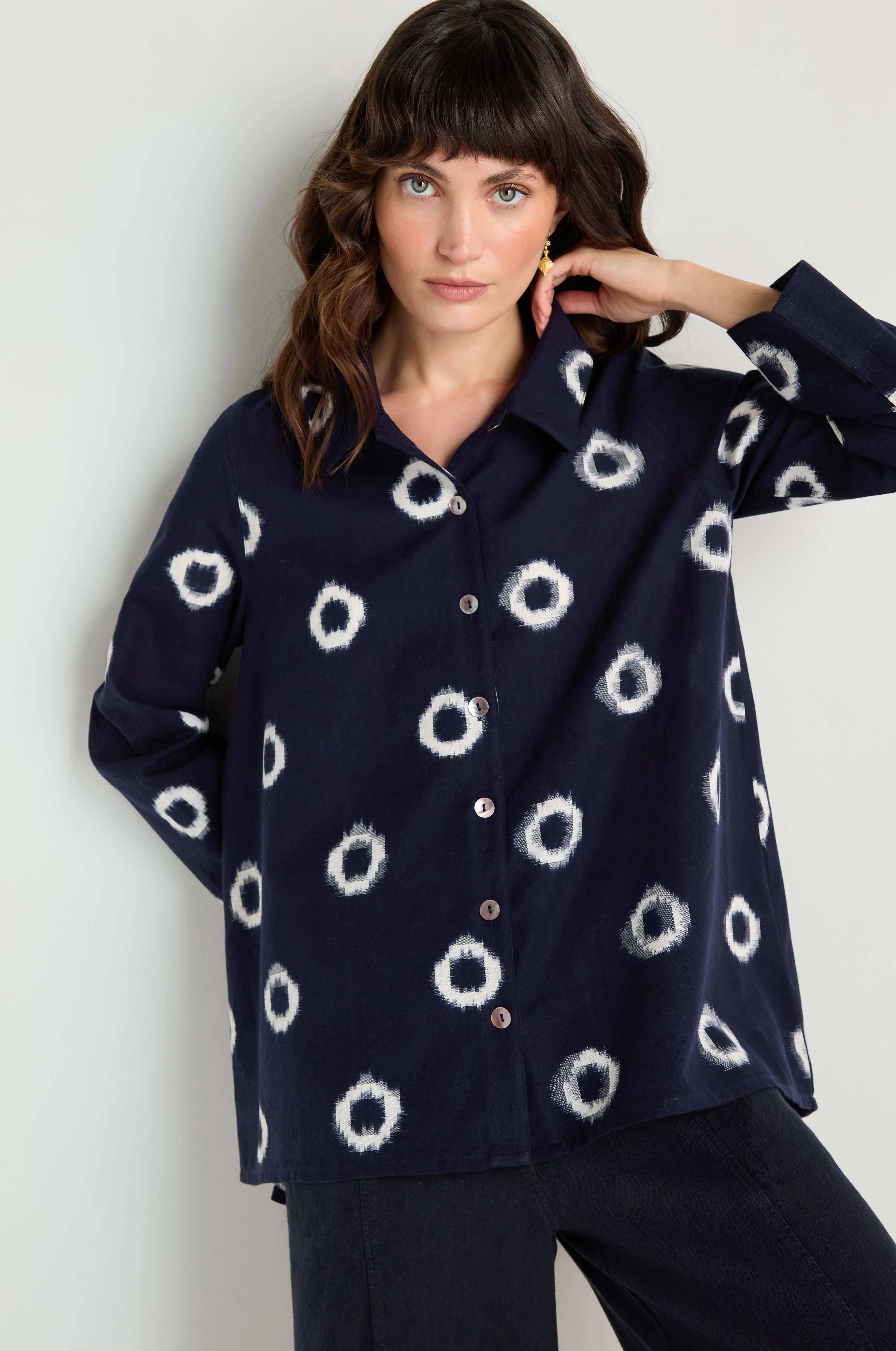 Ikat Circles Cotton Shirt - Image 3