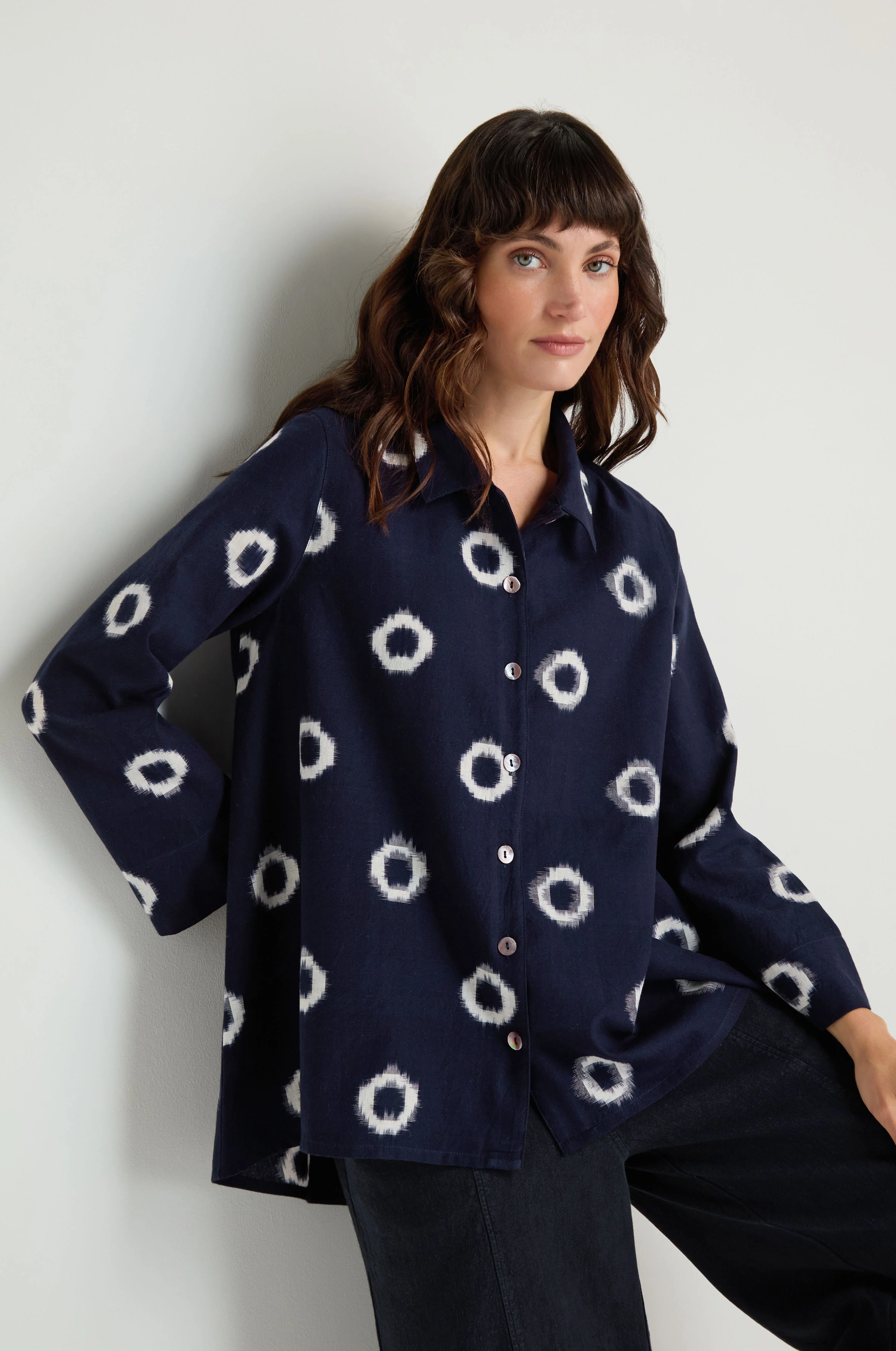 Ikat Circles Cotton Shirt - Image 5