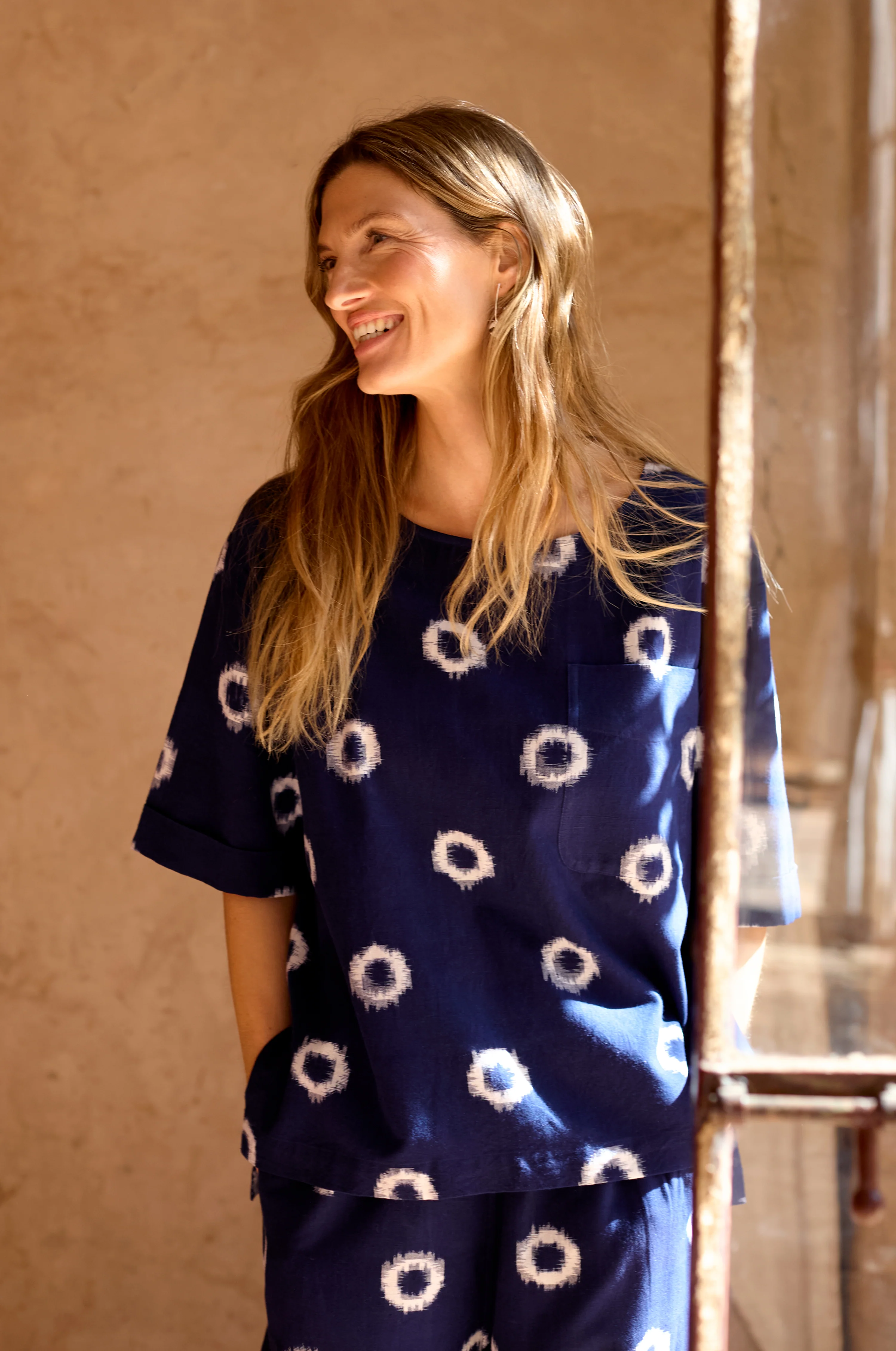 Ikat Circles Cotton Top