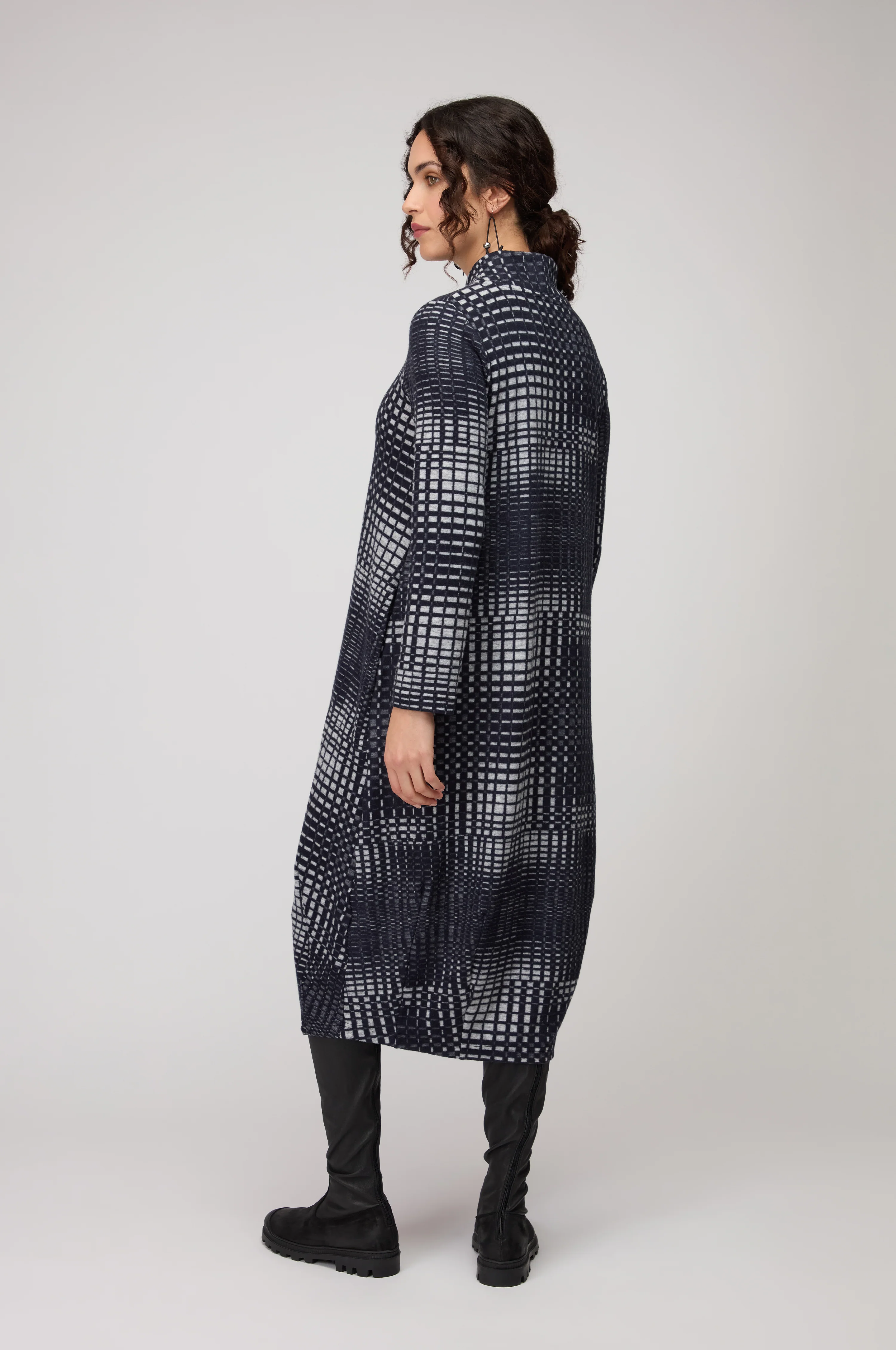 Illusion Check Jersey Bubble Dress - Image 3