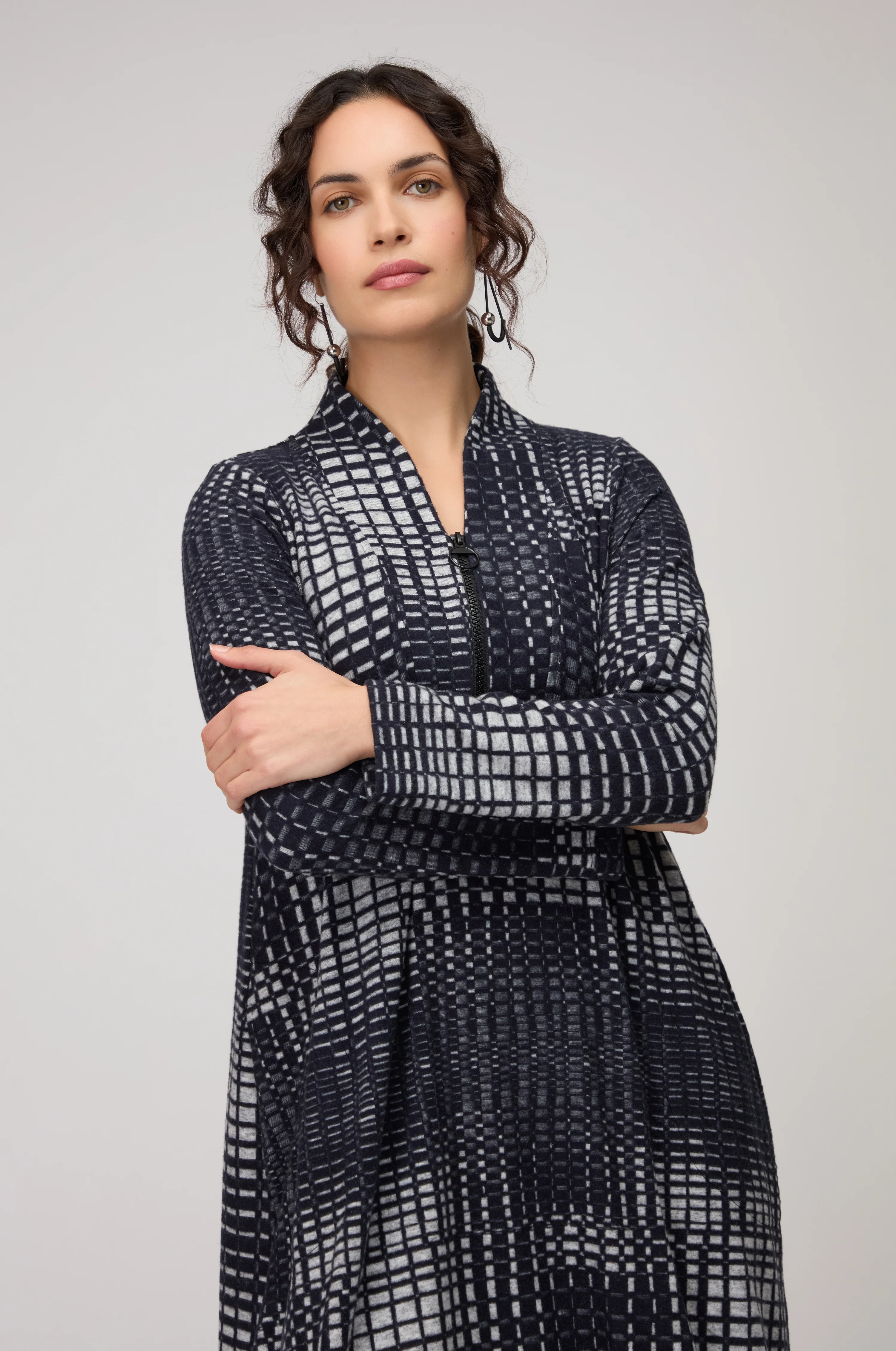 Illusion Check Jersey Bubble Dress - Image 4