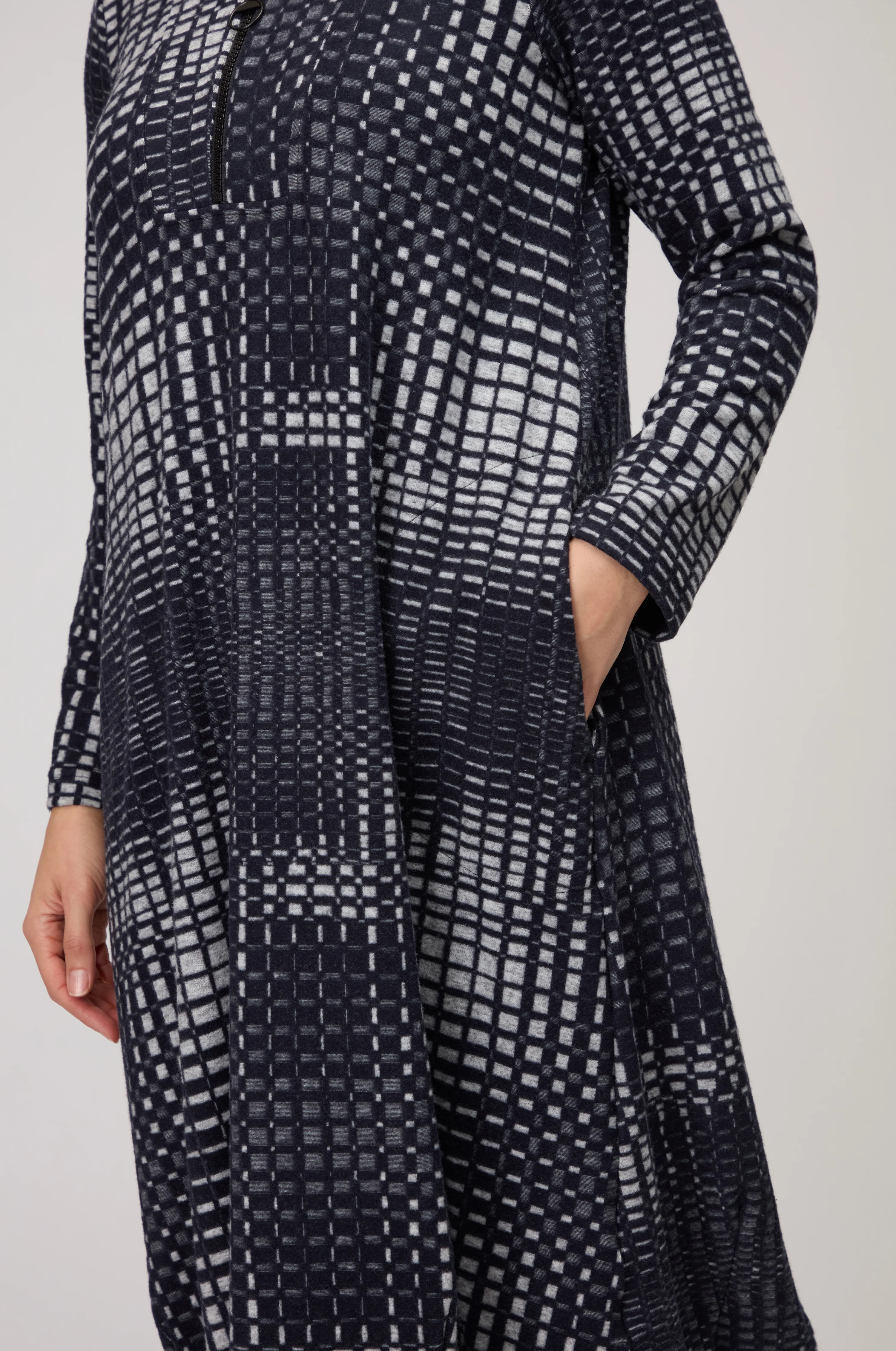 Illusion Check Jersey Bubble Dress - Image 5