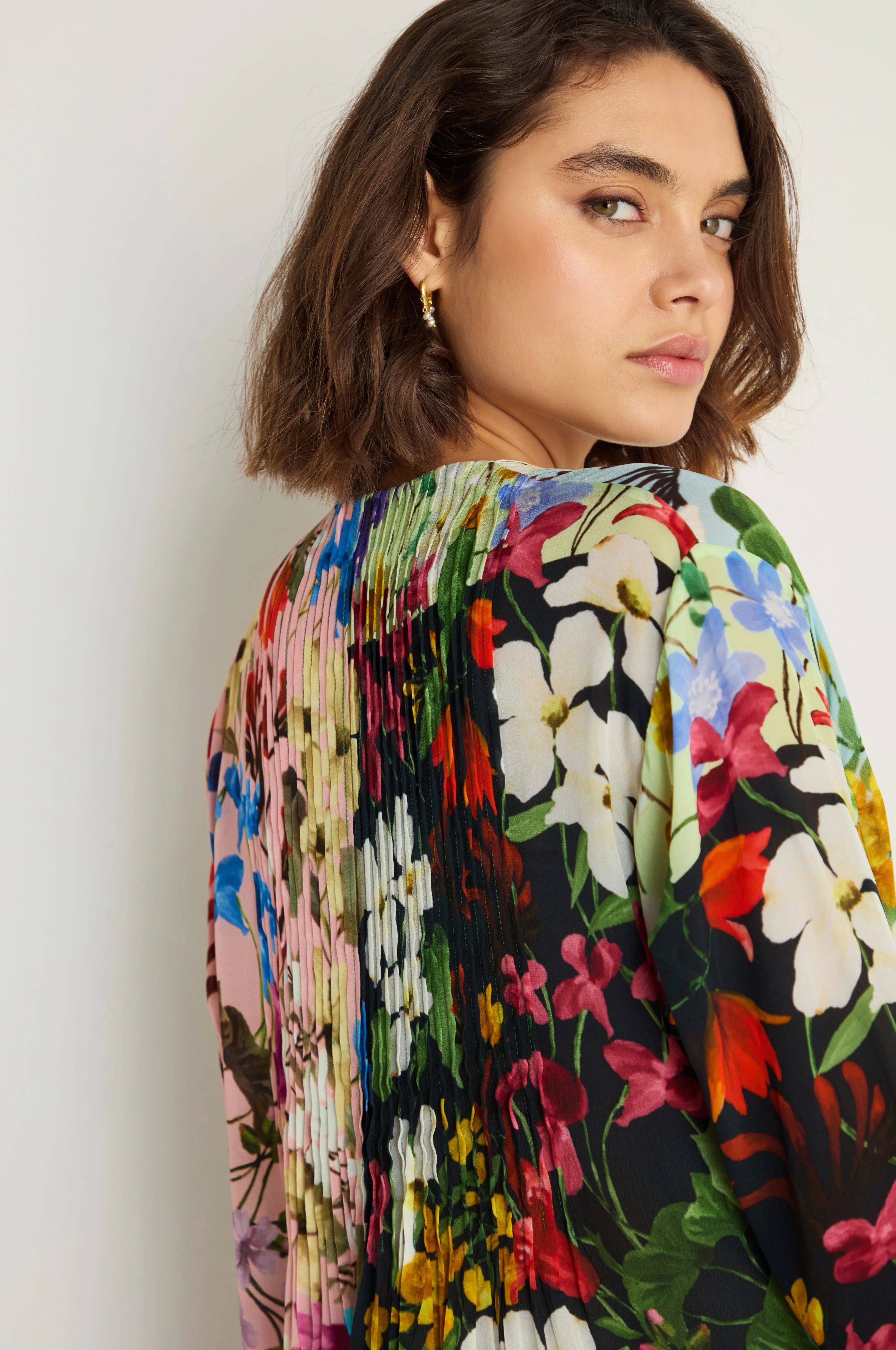 Impressionist Garden Pleated Dress - Image 3